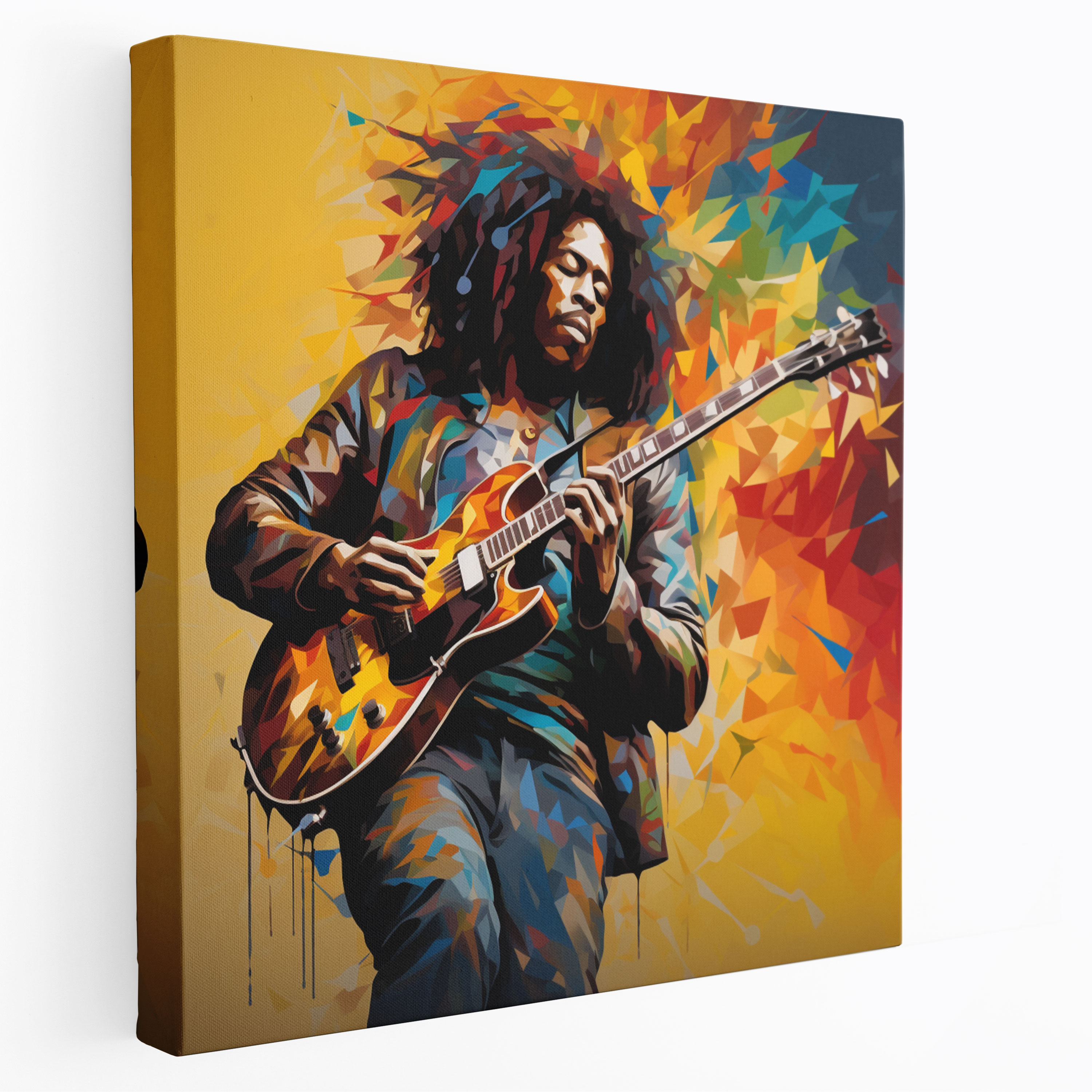 Bob Marley Wall Decoration - Colorful Guitar Canvas Print - Bob Marley, Rhythmic Energy, Canvas Wall Art, Wall Decoration