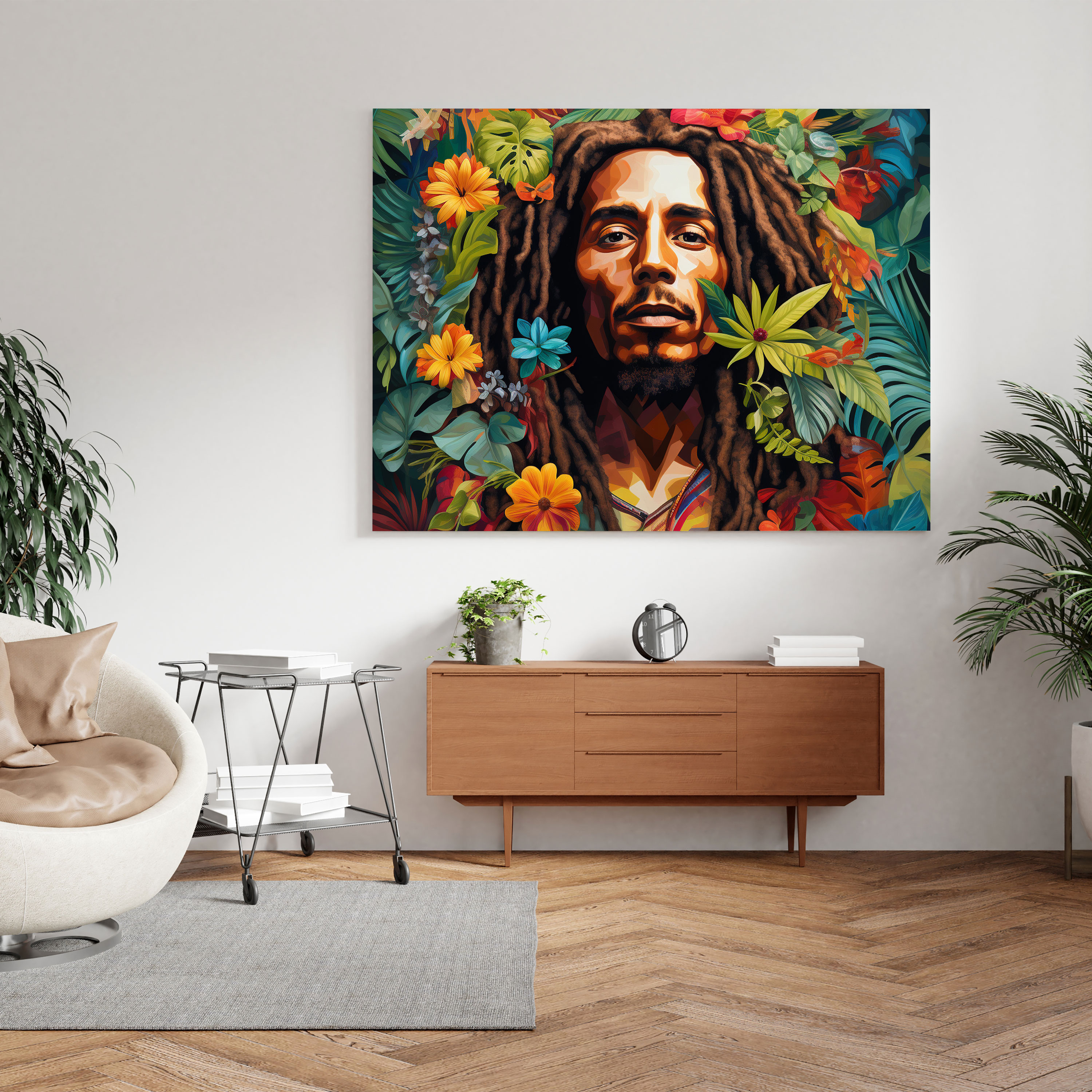Bob Marley Canvas Print - Tropical Floral Wall Art - Bob Marley, Wall Decoration, Beauty Of Nature, Tropical Paradise