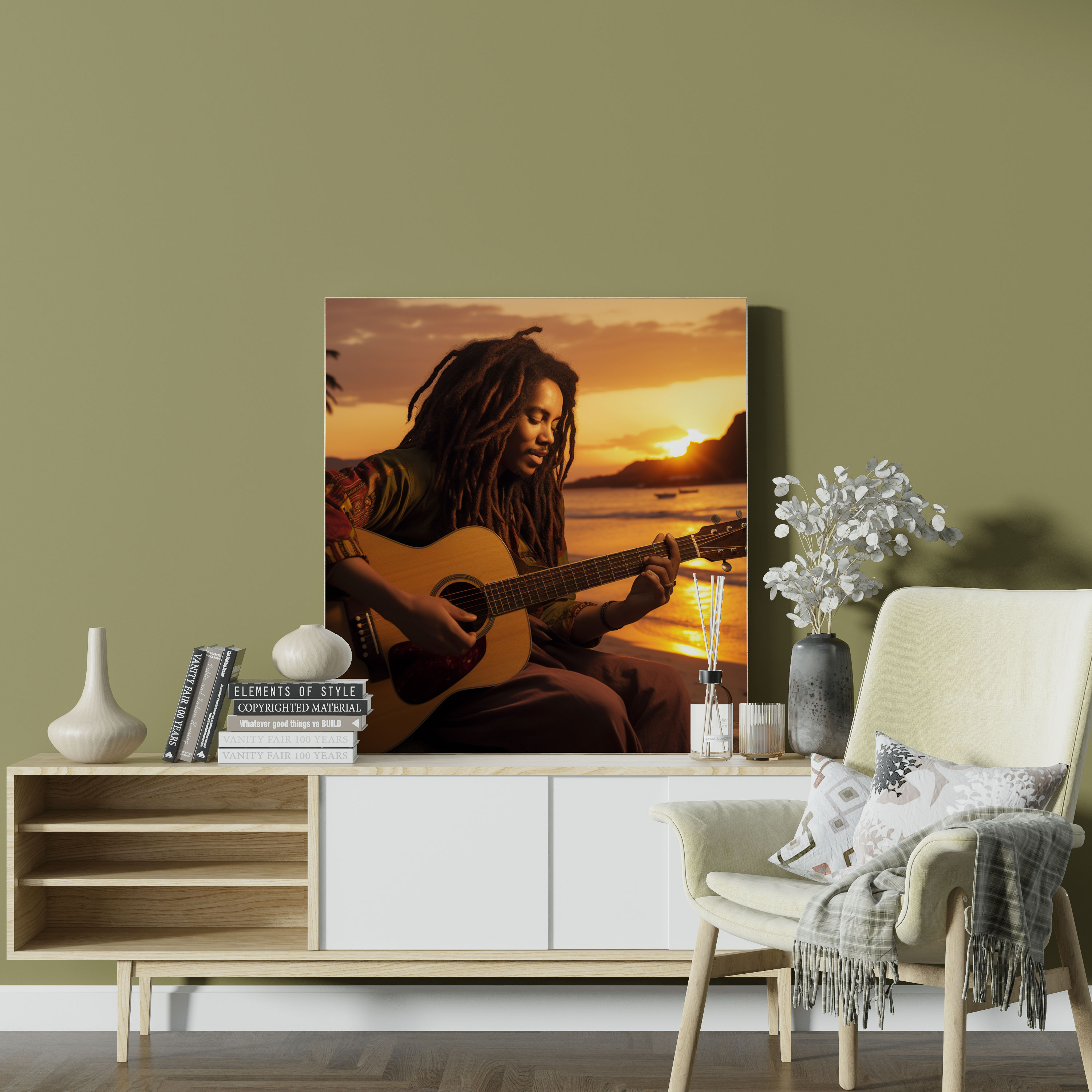 Bob Marley Canvas Print - Sunset Beach Wall Art - Bob Marley, Bob Marley, Canvas, Canvas Print