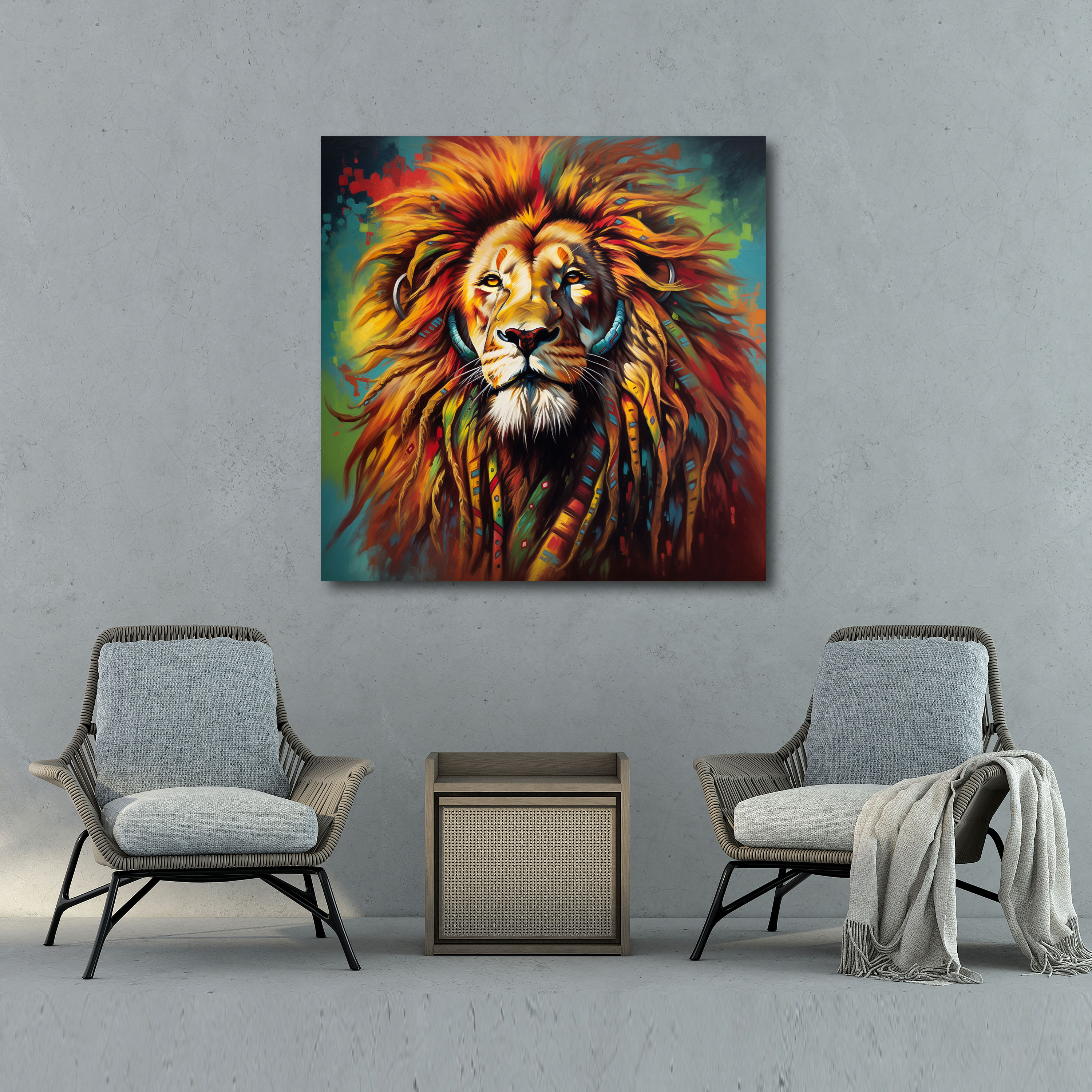 Bob Marley Wall Art - Psychedelic Lion Canvas Print - Bob Marley, Strength, Music, Bob Marley