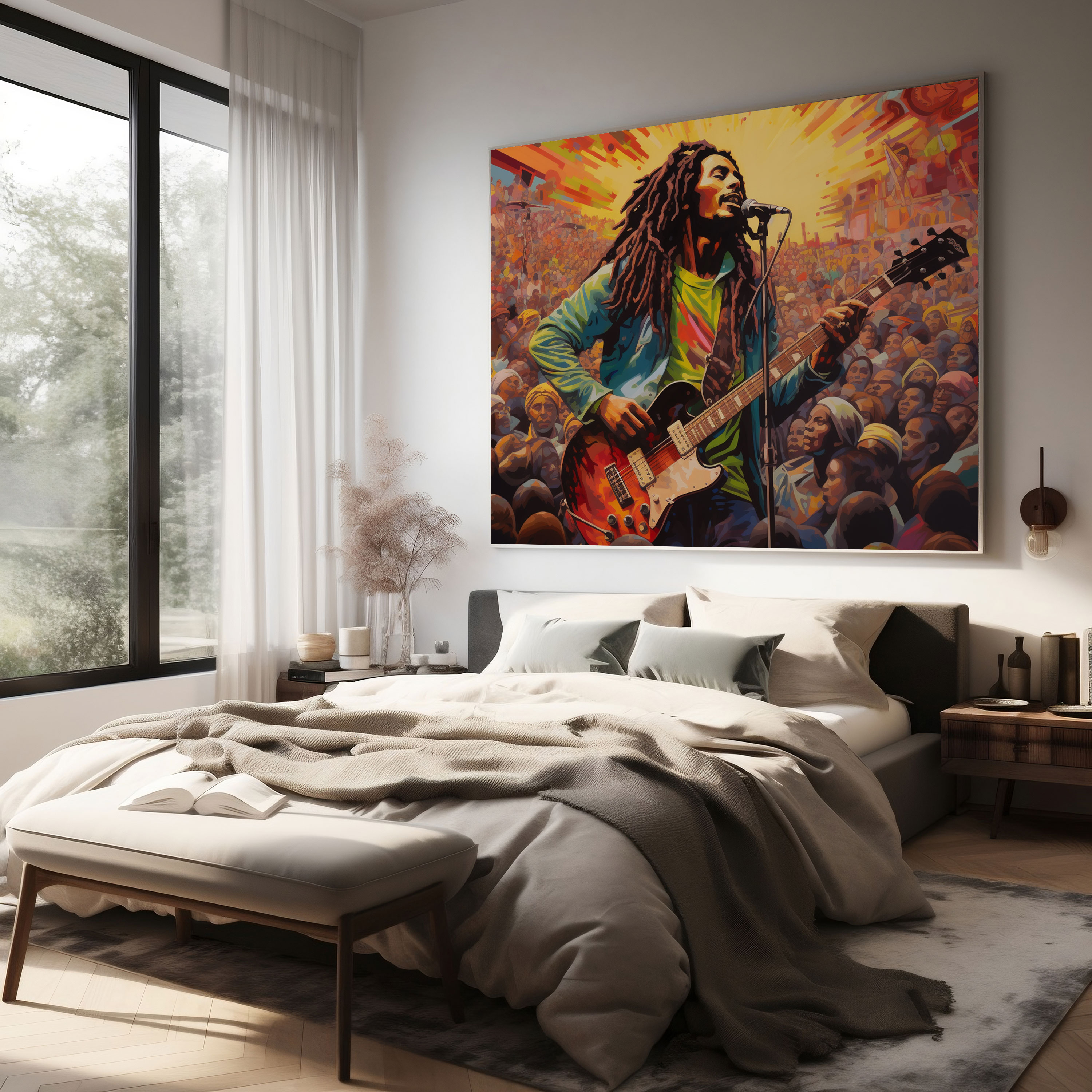 Bob Marley Wall Decoration - Psychedelic Concert Canvas Print - Bob Marley, Celebration, Canvas Wall Art, Wall Decoration