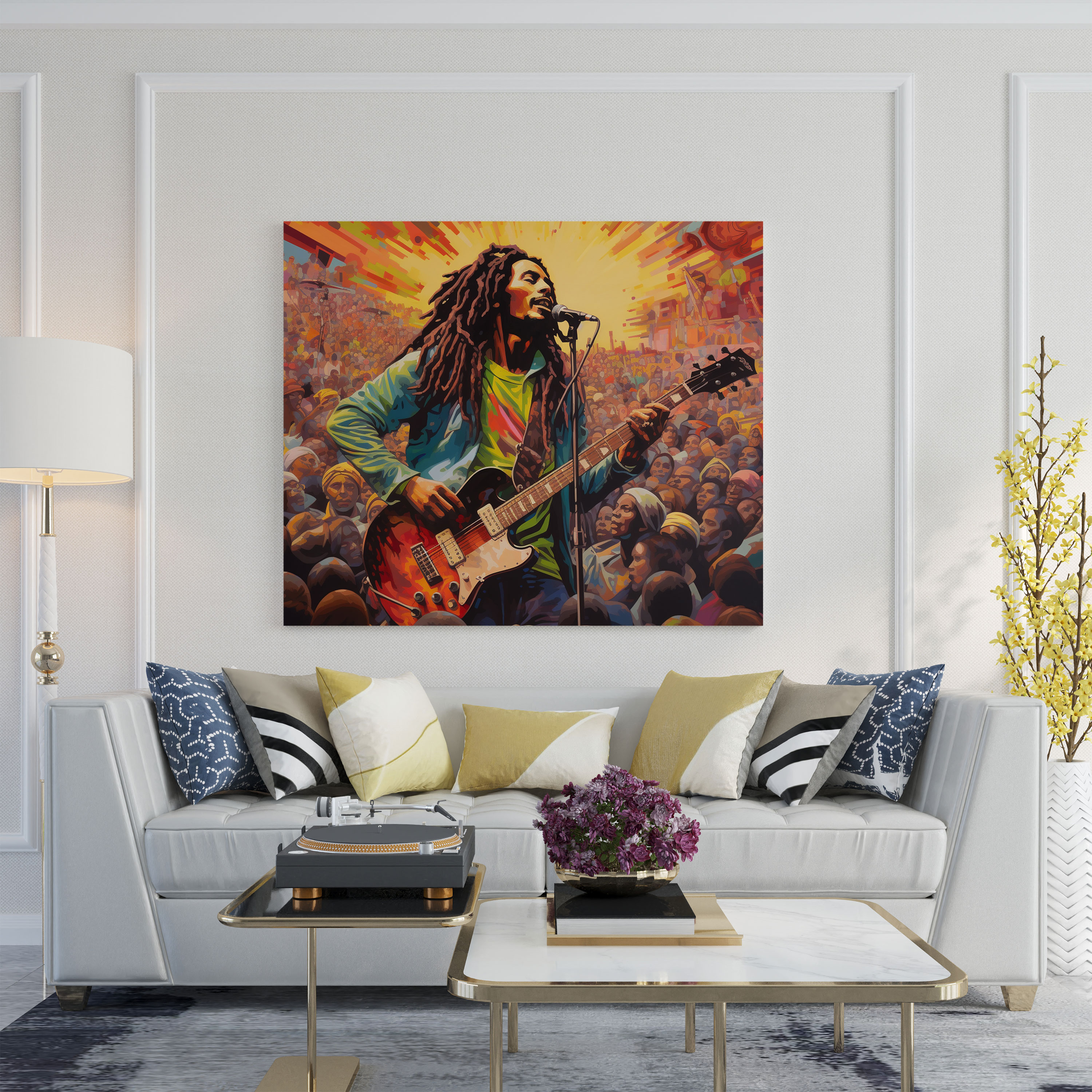 Bob Marley Wall Decoration - Psychedelic Concert Canvas Print - Bob Marley, Celebration, Canvas Wall Art, Wall Decoration