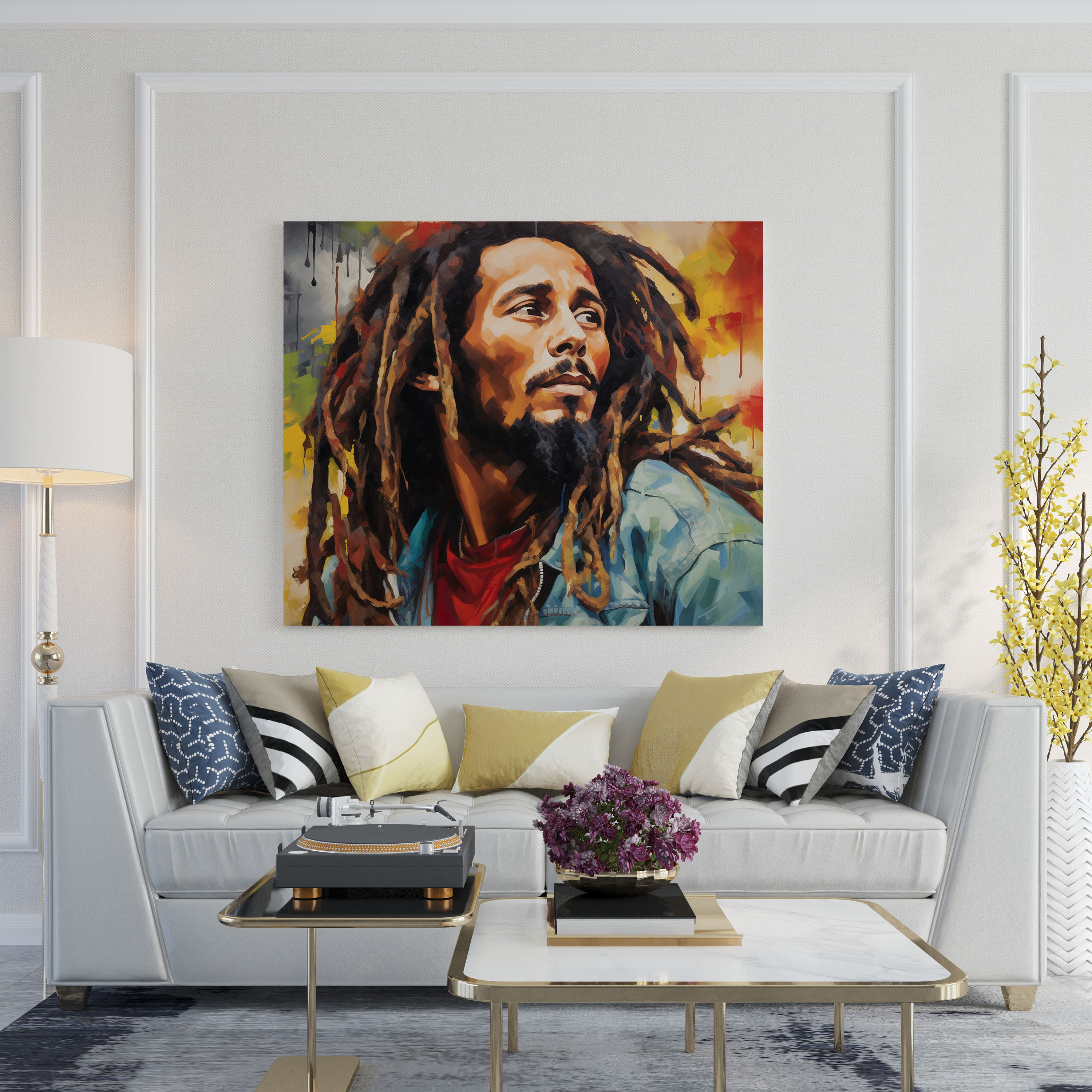 Bob Marley Canvas Print - Soulful Portrait - Bob Marley, Dreadlocks, Canvas Print, Canvas