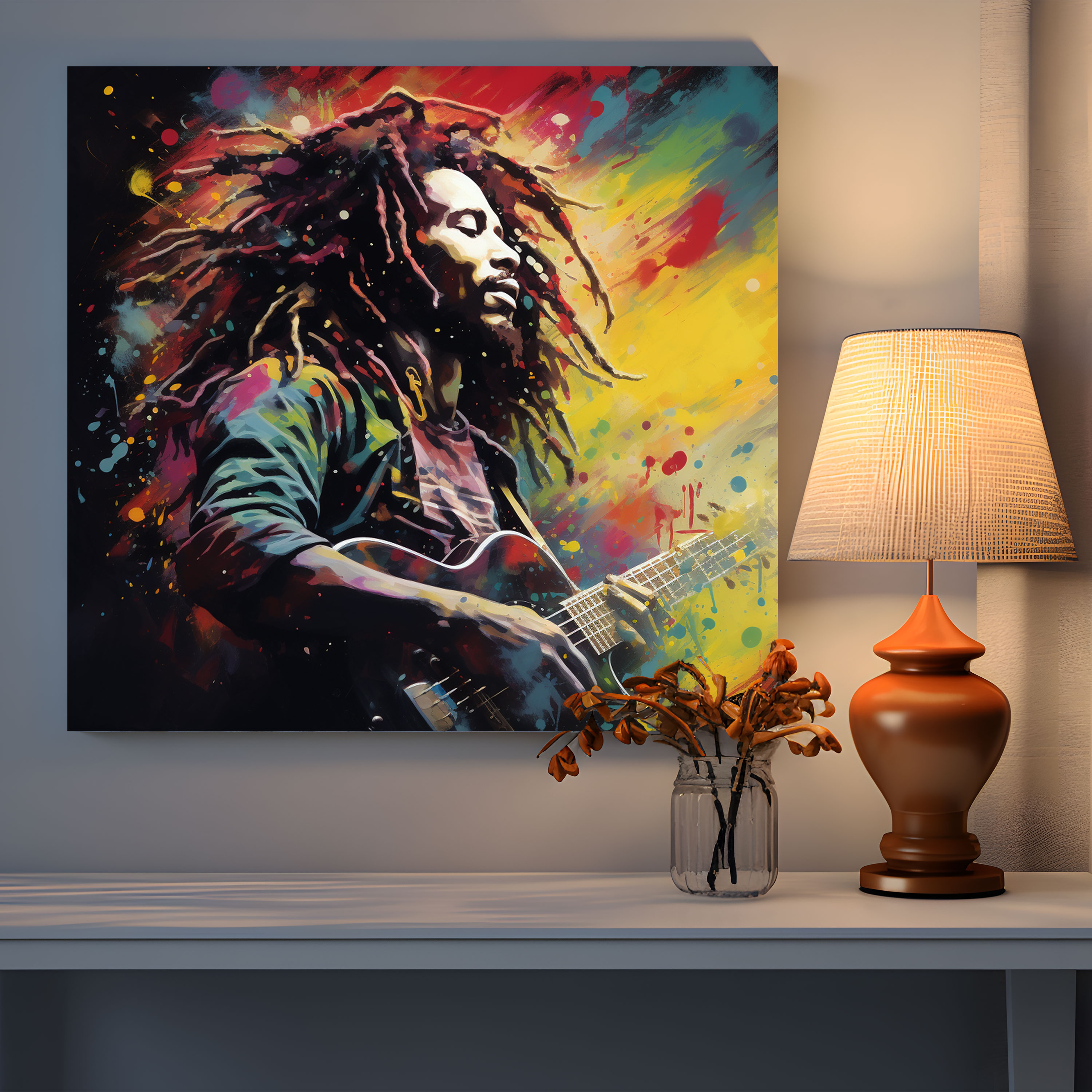 Bob Marley Canvas Print - Abstract Silhouette Wall Art - Bob Marley, Freedom, Canvas, Wall Art
