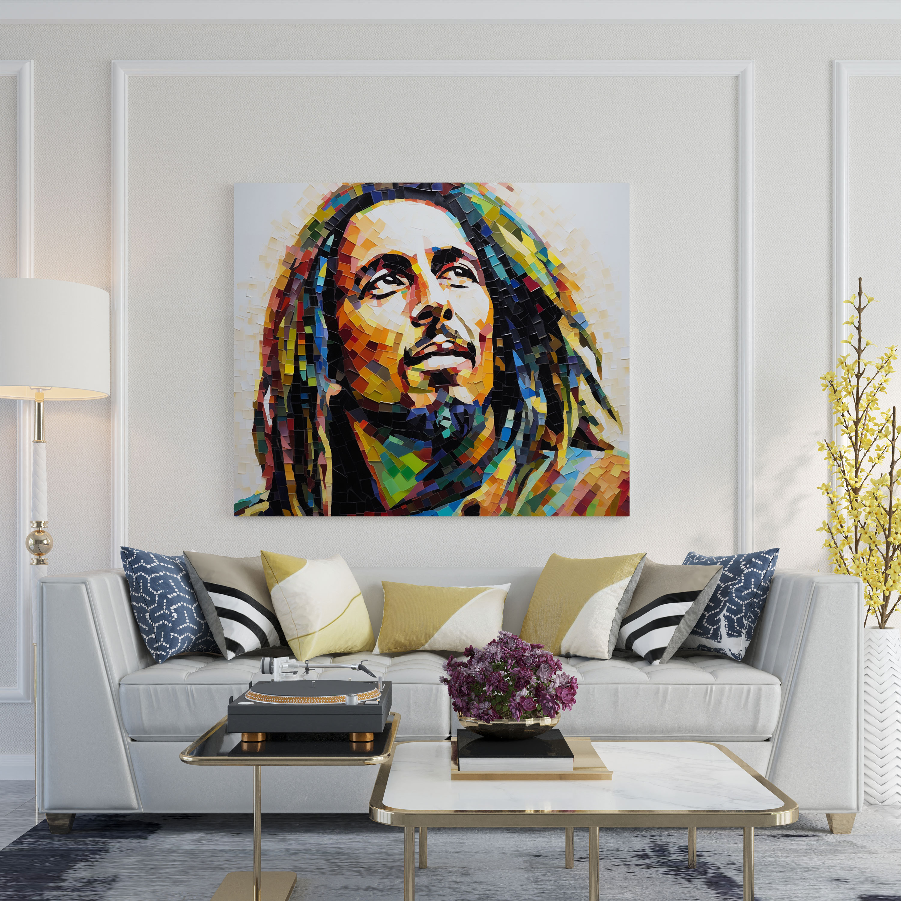 Bob Marley Canvas Print - Colorful Mosaic Wall Art - Bob Marley, Wall Art, Colorful Mosaic, Home Decoration