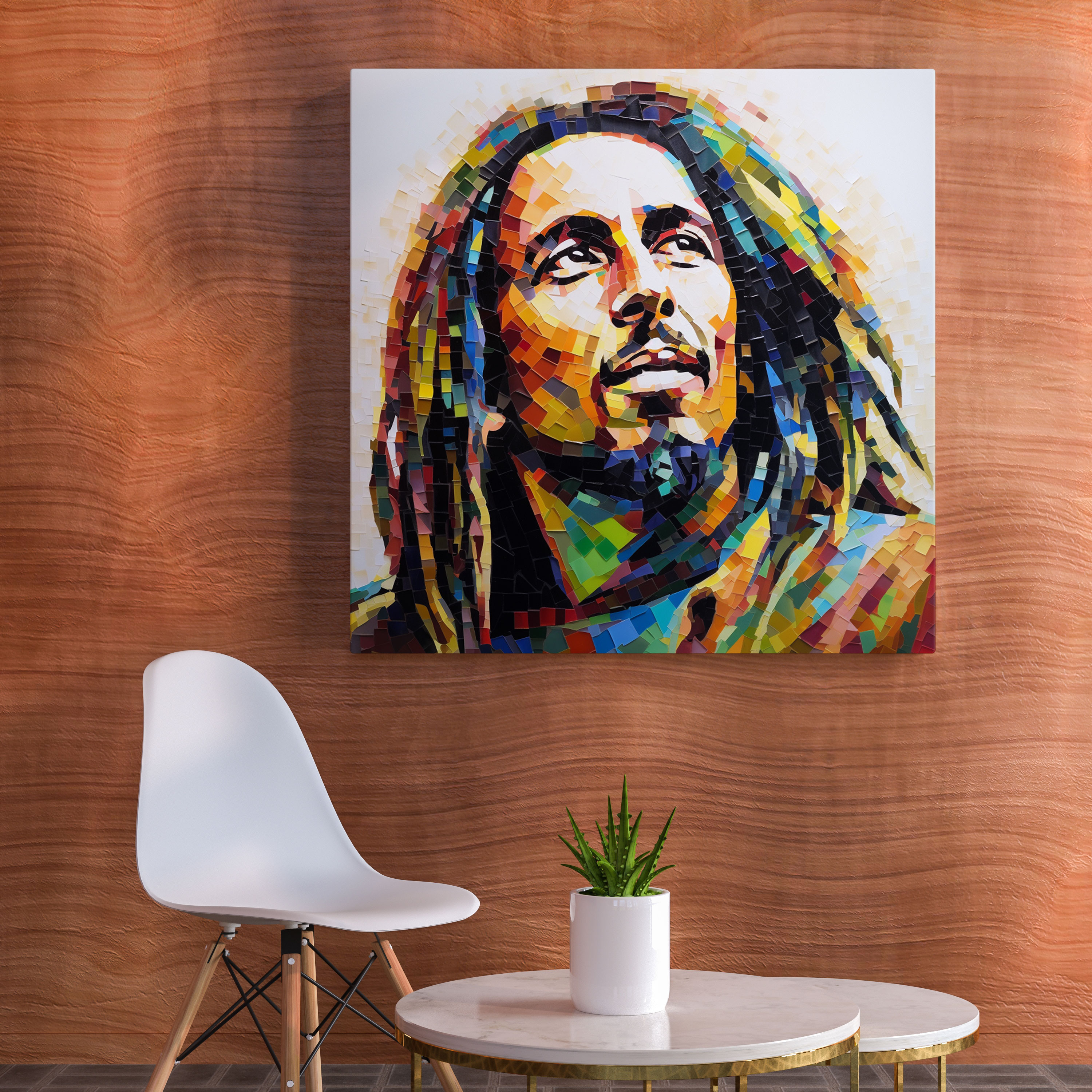 Bob Marley Canvas Print - Colorful Mosaic Wall Art - Bob Marley, Wall Art, Colorful Mosaic, Home Decoration