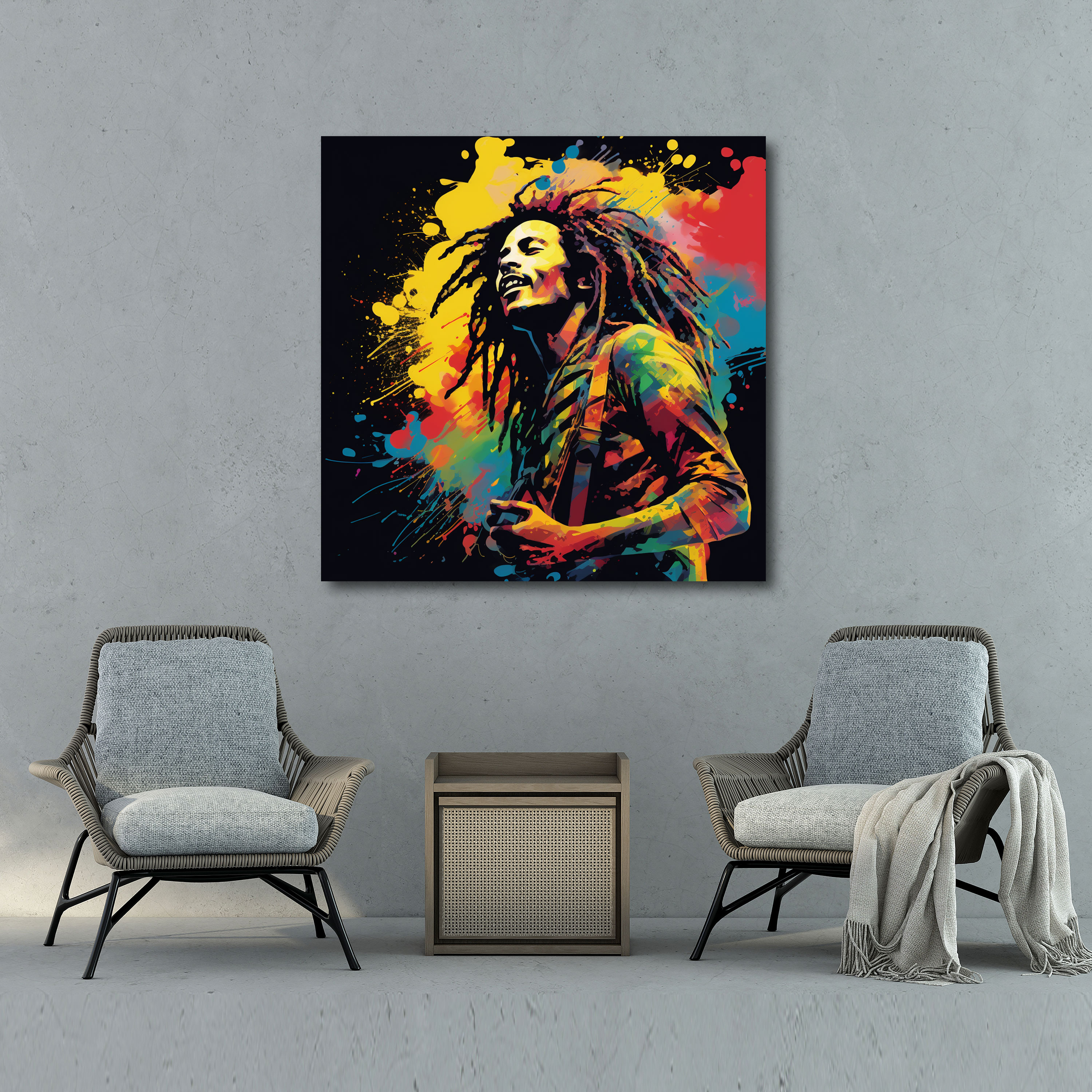 Bob Marley Wall Art - Burst Of Reggae Canvas Print - Bob Marley, Wall Decoration, Home Decoration, Canvas