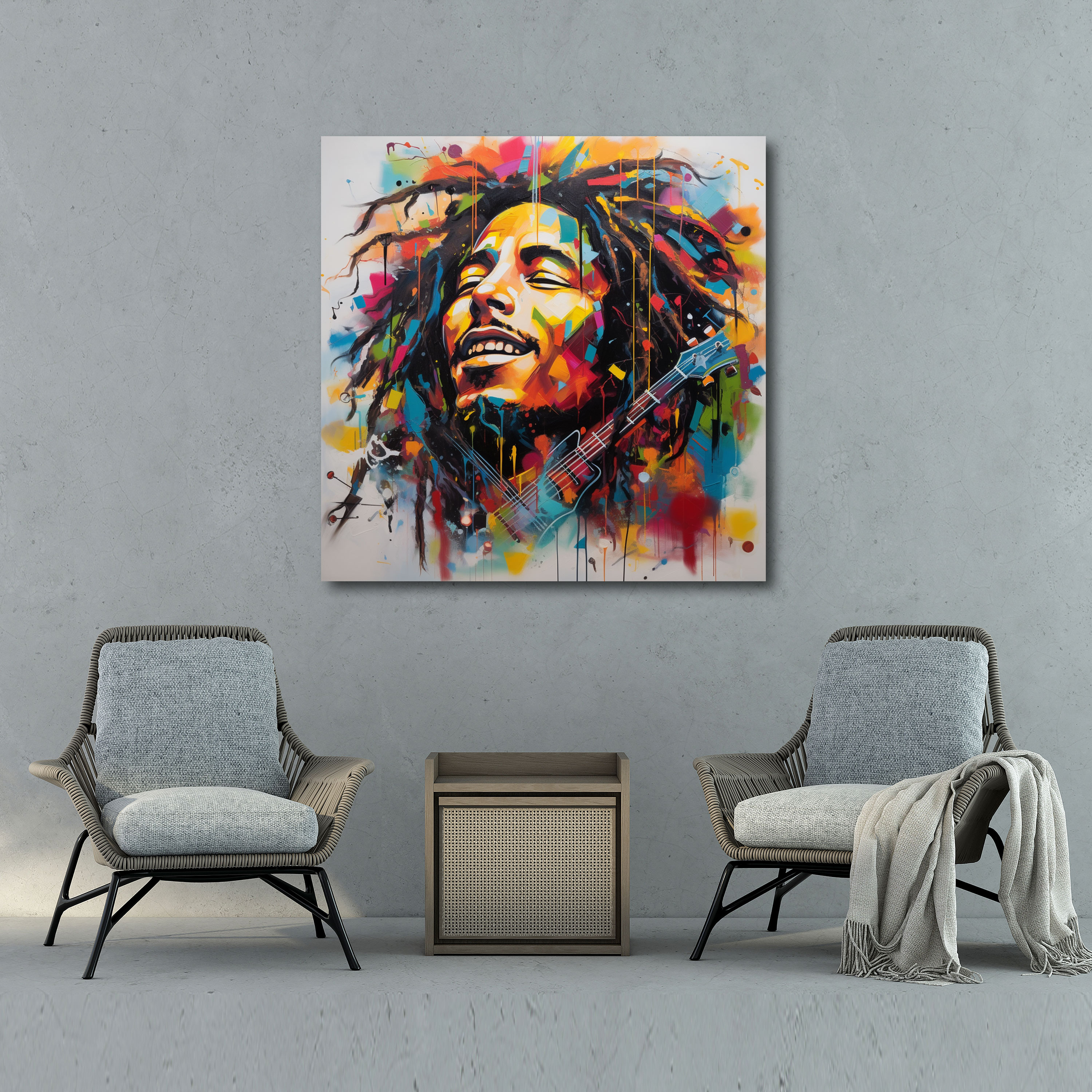 Bob Marley Canvas Print - Bob Marley, Home Decoration, Canvas, Musical Notes