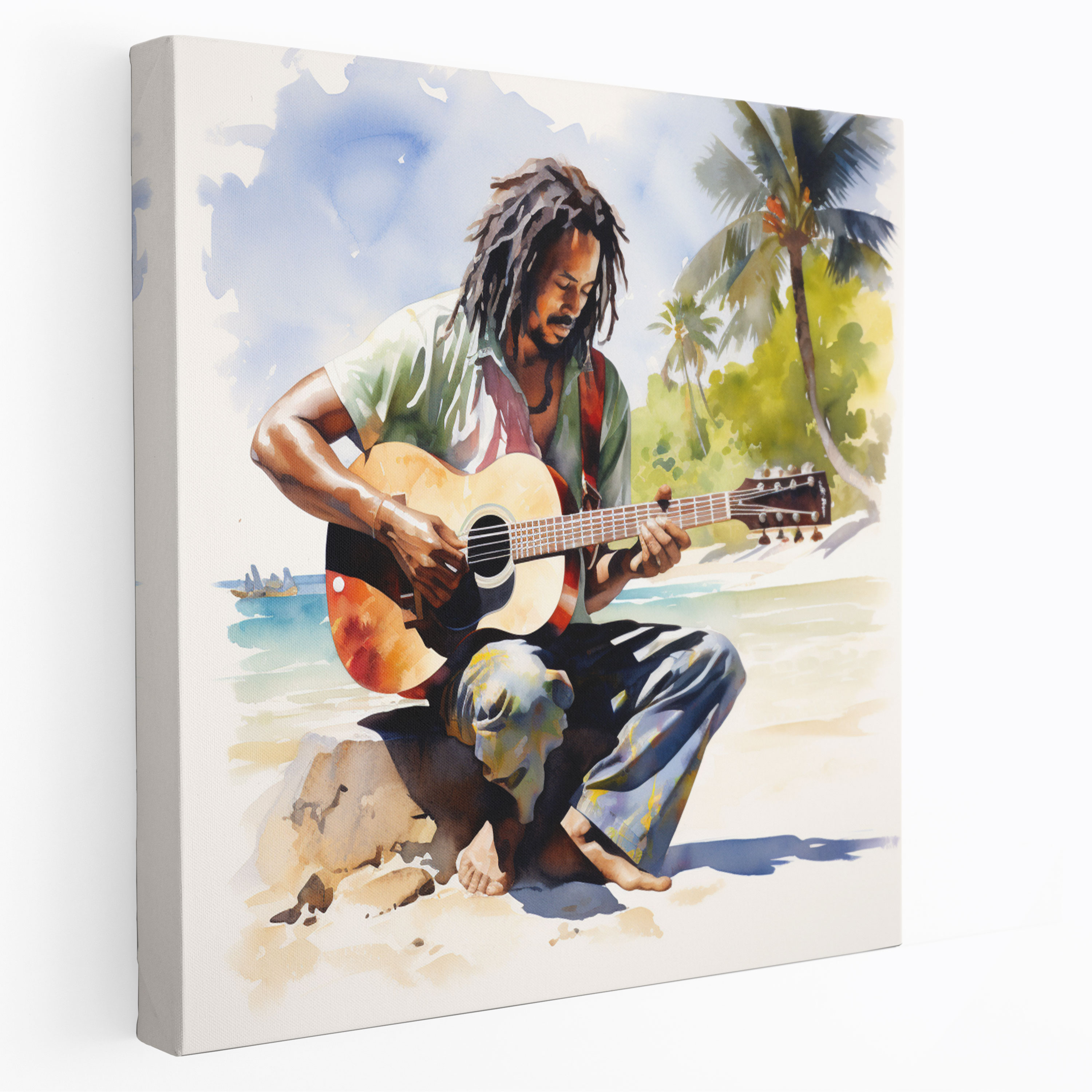 Bob Marley Wandkunst - Tropischer Strand - Leinwandbild