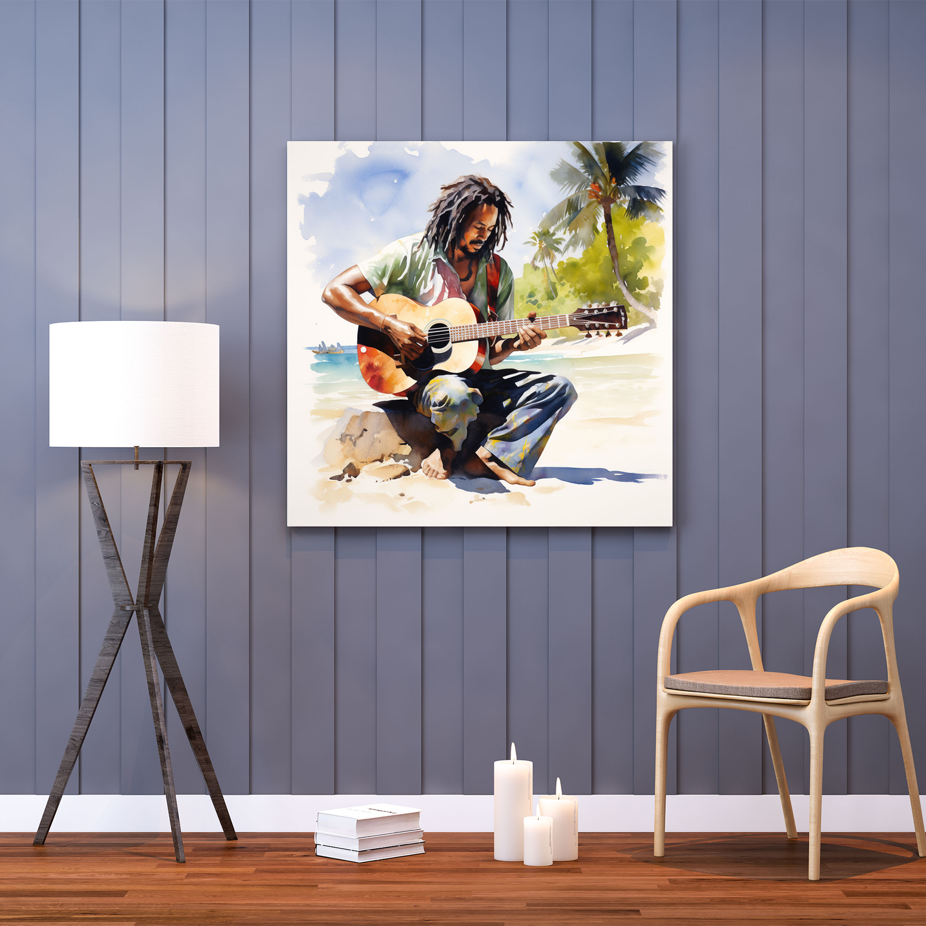 Bob Marley Wandkunst - Tropischer Strand - Leinwandbild