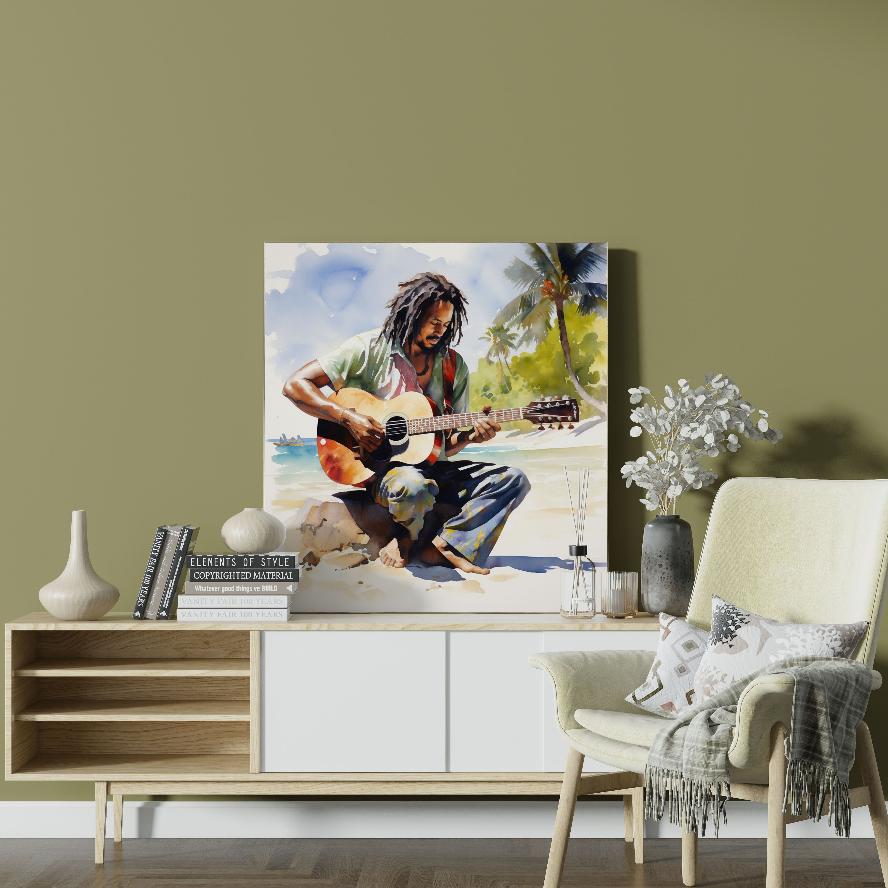Bob Marley Wandkunst - Tropischer Strand - Leinwandbild
