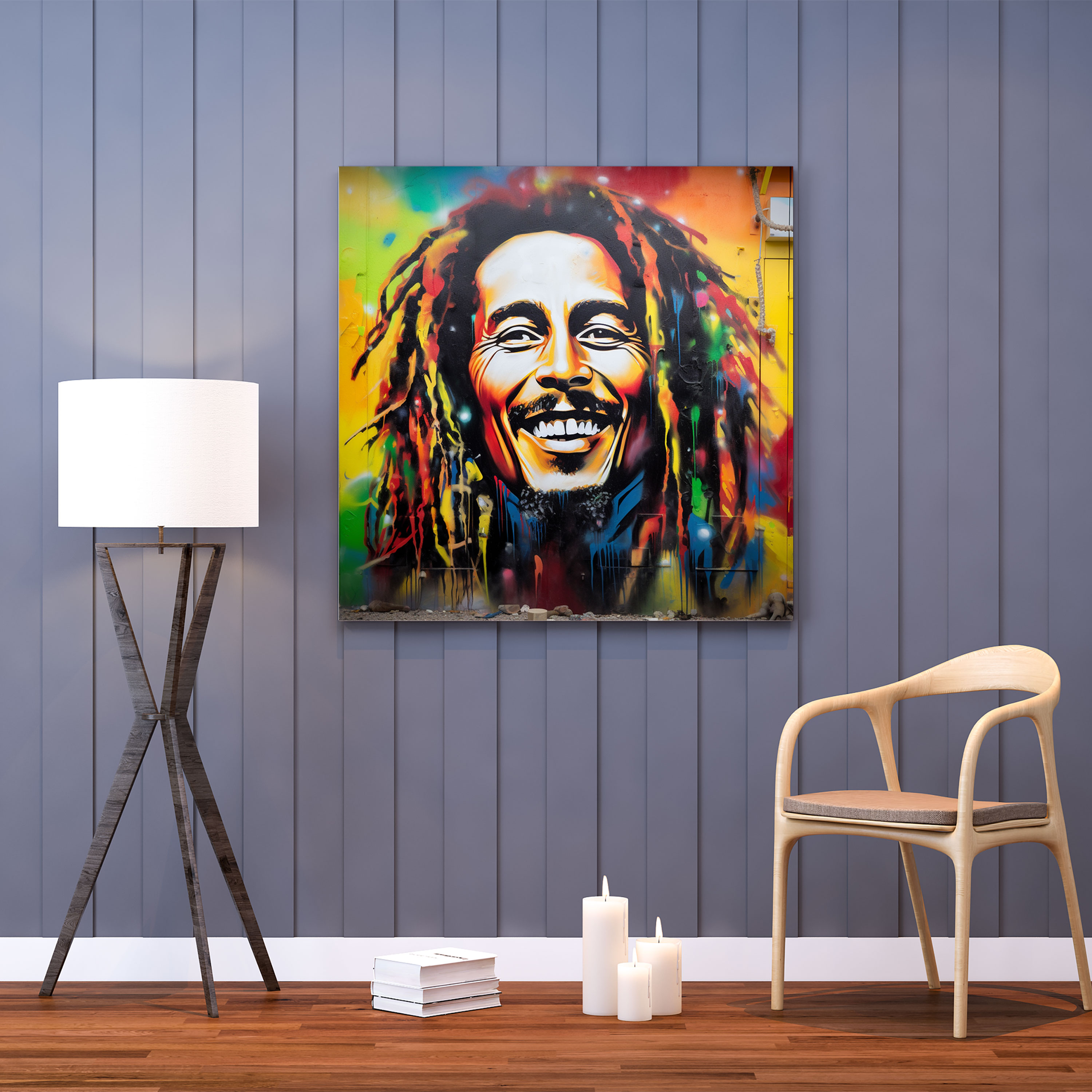 Bob Marley Graffiti Leinwandbild - Bob Marley Wanddekoration Wohnkultur