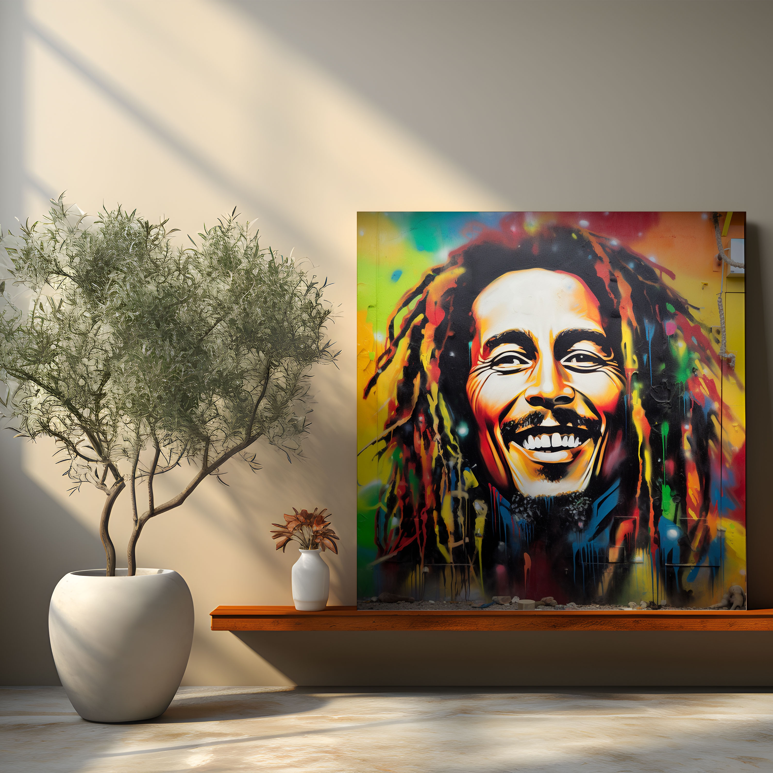 Bob Marley Graffiti Leinwandbild - Bob Marley Wanddekoration Wohnkultur