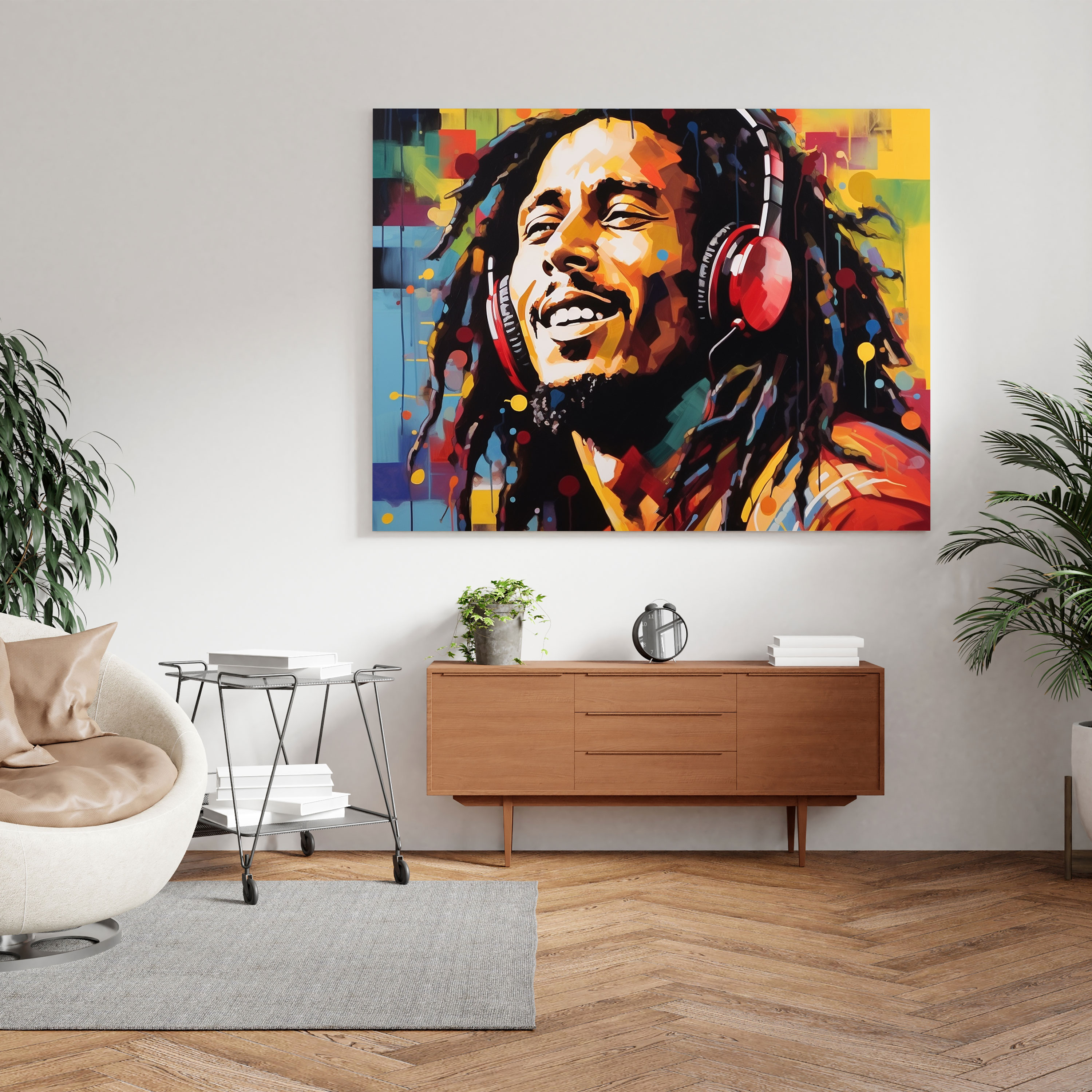 Bob Marley Musik Leinwandbild - Bob Marley Lebendige Farben