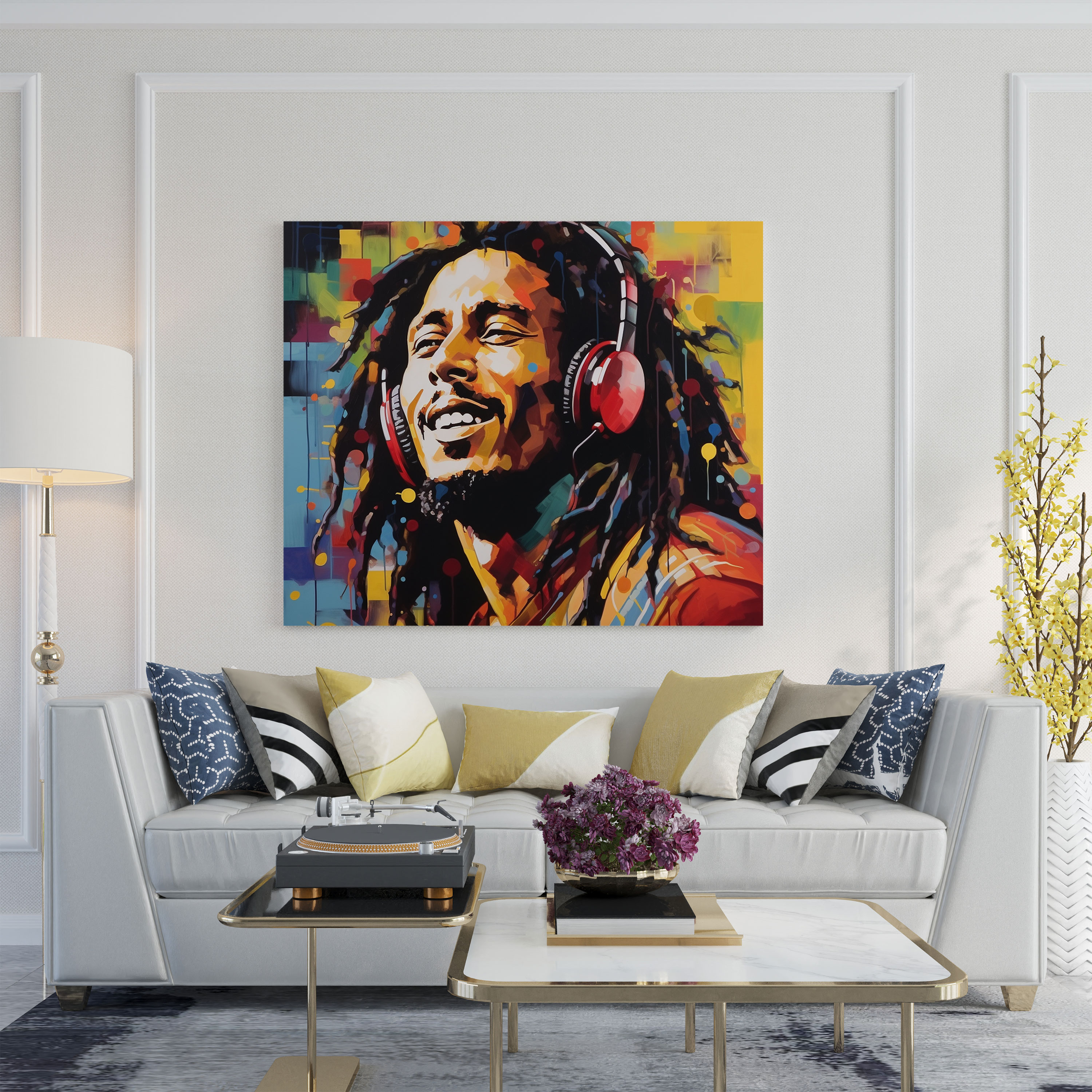 Bob Marley Musik Leinwandbild - Bob Marley Lebendige Farben