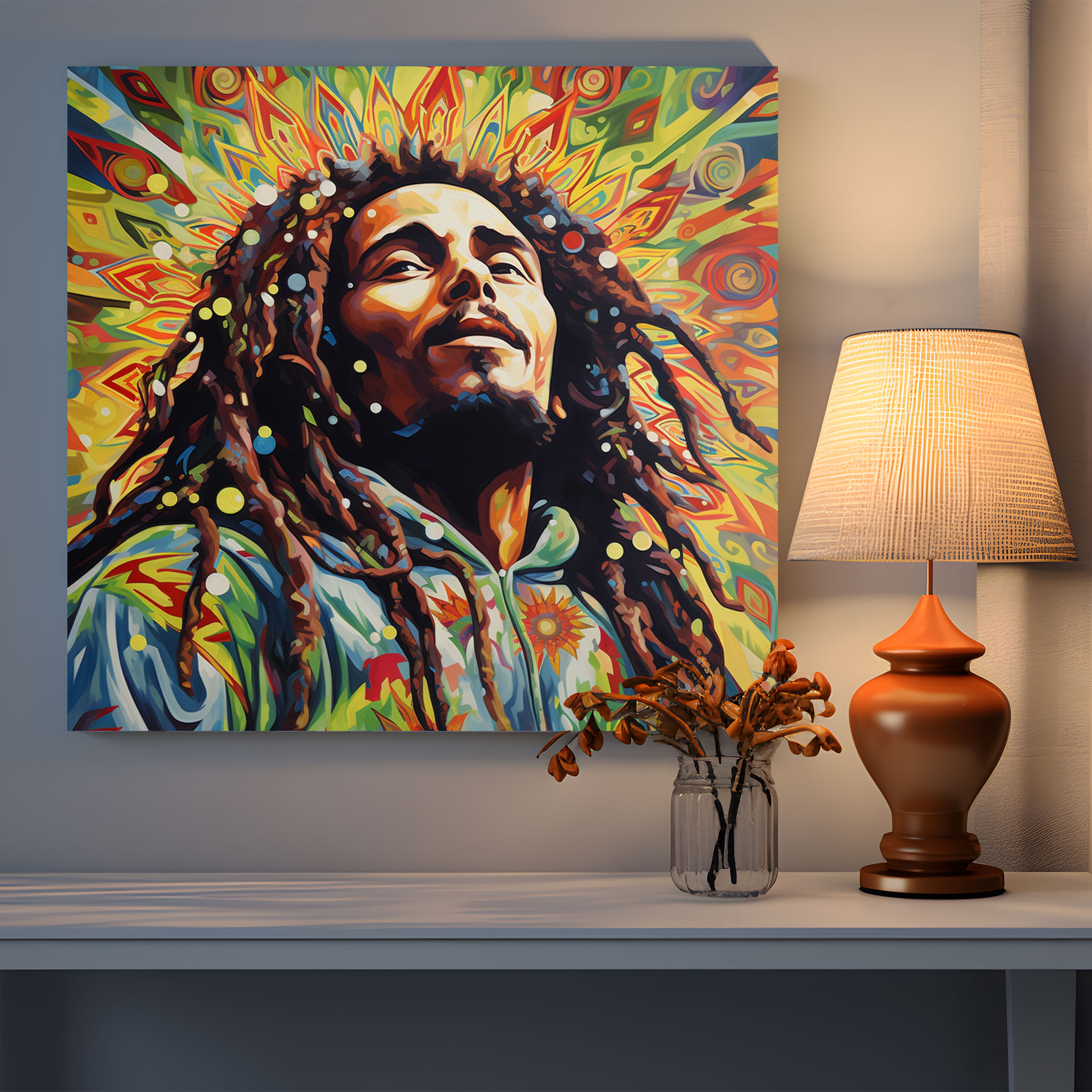 Bob Marley Psychedelic Leinwandbild - Wanddekoration Wandkunst Wohnkultur