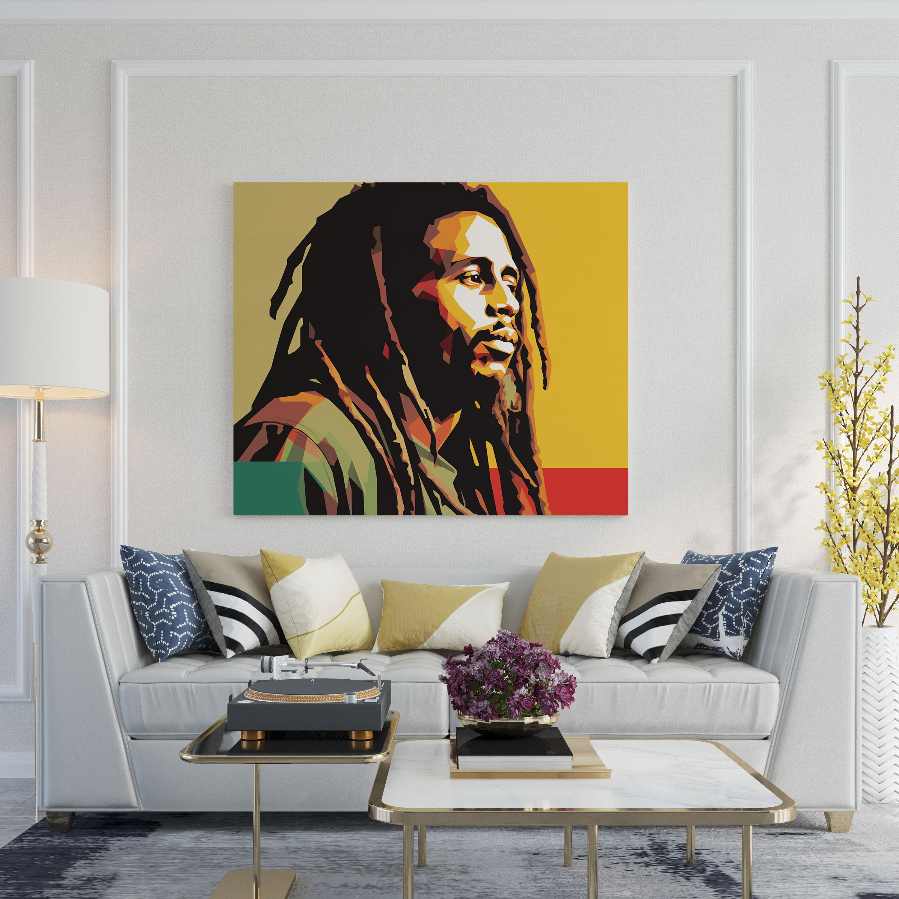 Bob Marley Minimalist Canvas Print - Bob Marley, Clean Lines, Home Decoration, Silhouette