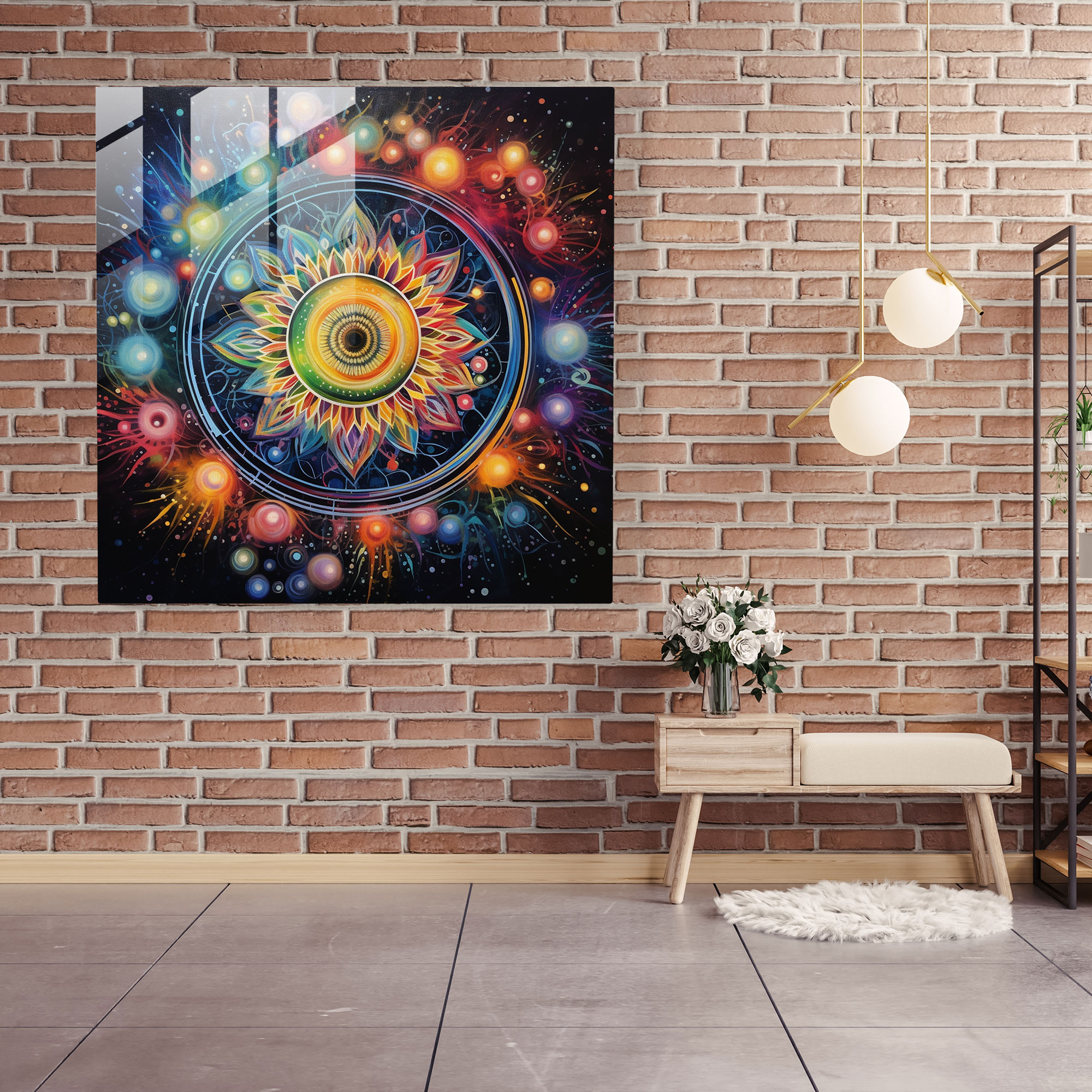 Bohemian Mandala Glass Print - Bohemian, Modern Art, Glass Print, Home Decoration