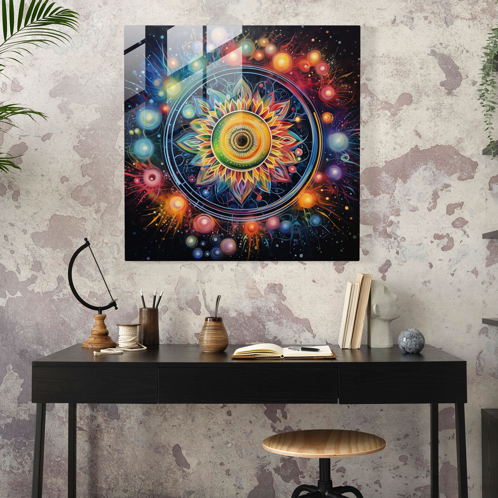 Bohemian Mandala Glass Print - Bohemian, Modern Art, Glass Print, Home Decoration