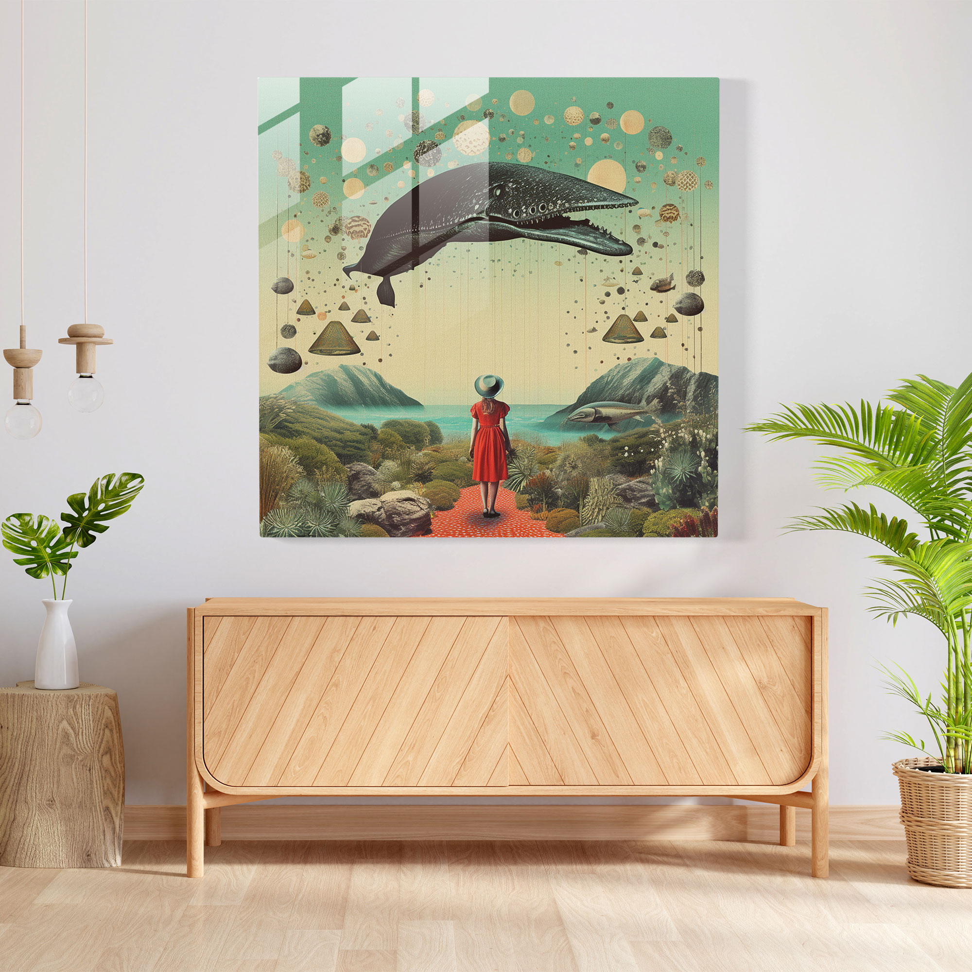 Bohemian Surreal Collage Glass Print - Bohemian, Glass Art, Modern Art, Glass Wall Art