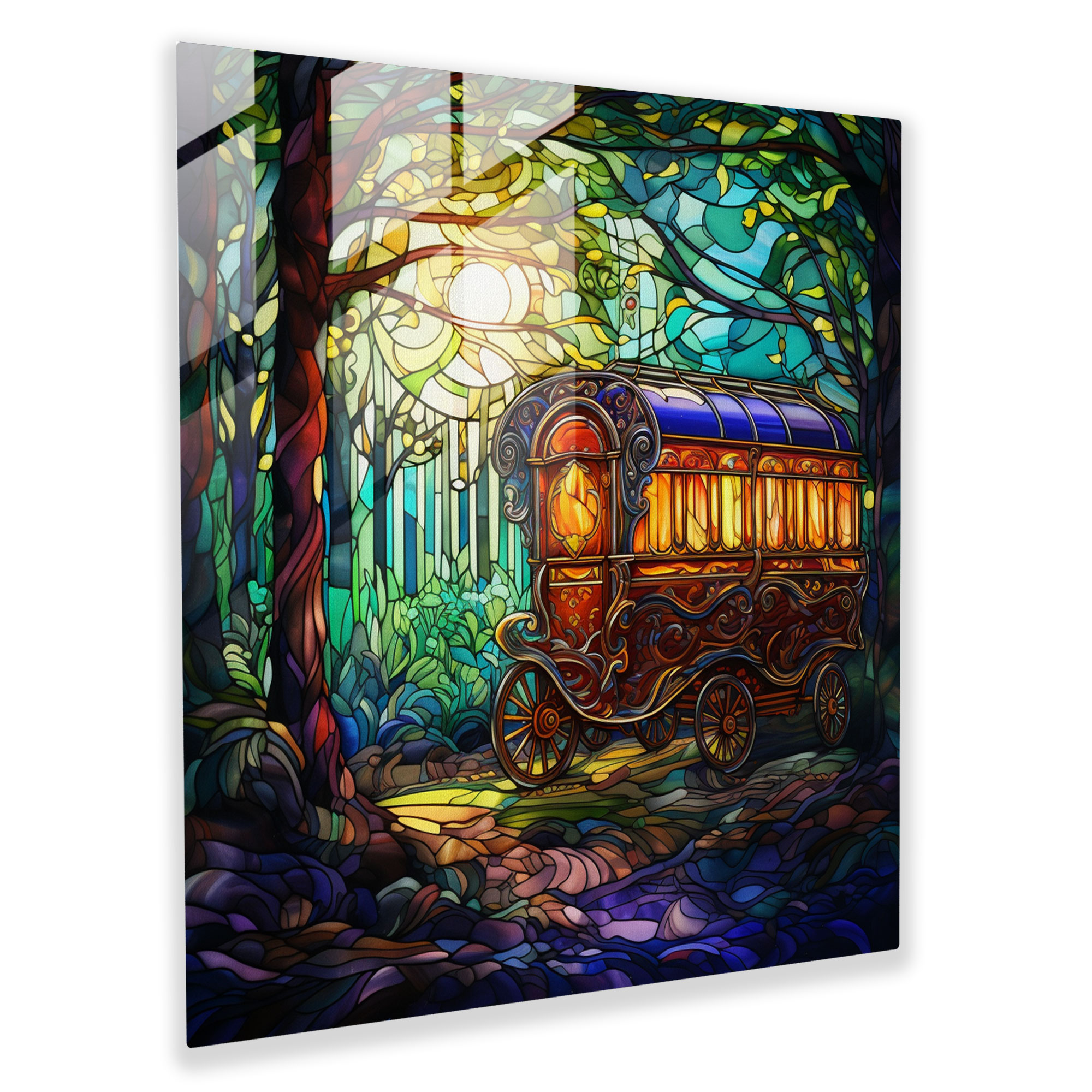 Bohemian Gypsy Caravan Glass Print - Bohemian, Modern Art, Gypsy Caravan, Glass Wall Art