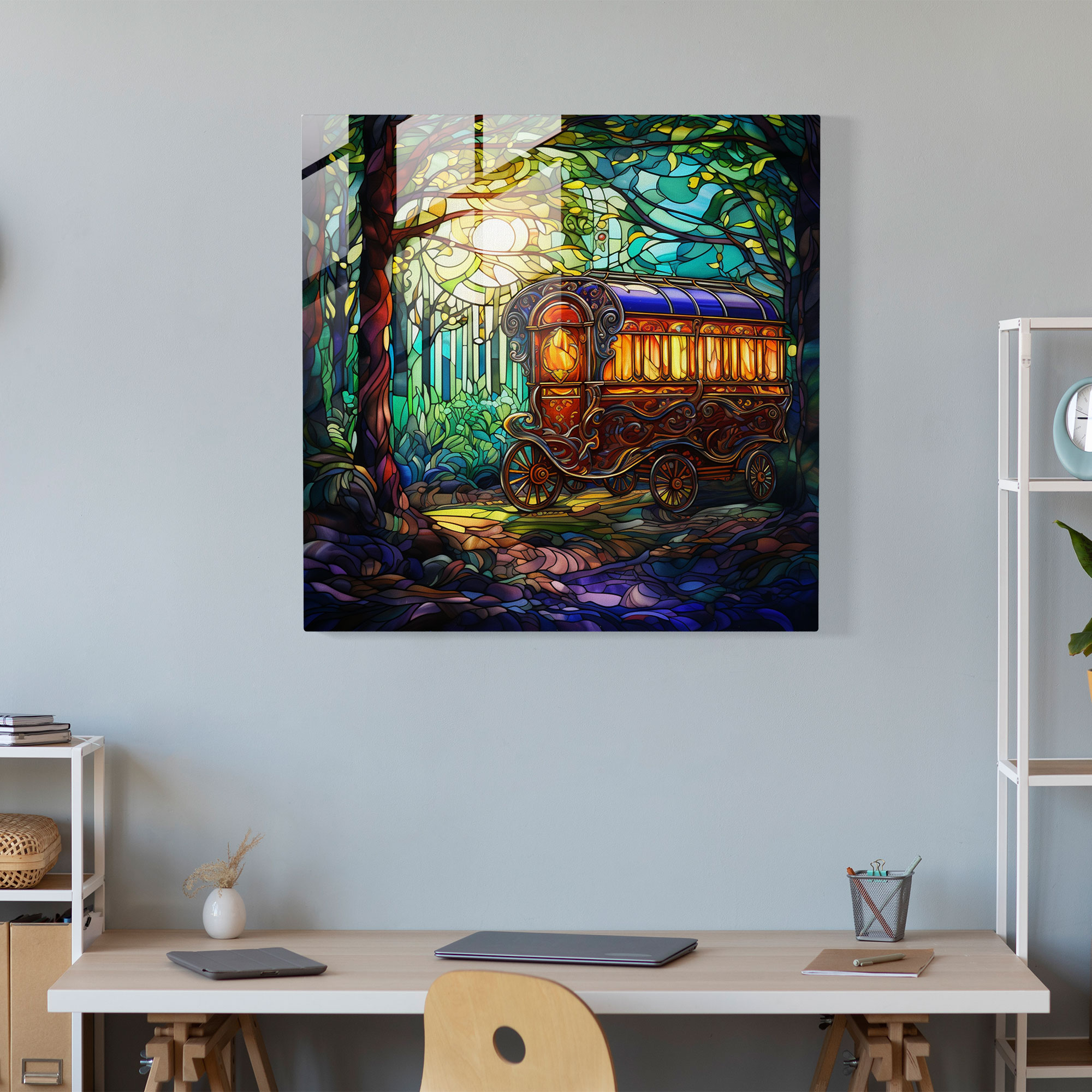 Bohemian Gypsy Caravan Glass Print - Bohemian, Modern Art, Gypsy Caravan, Glass Wall Art
