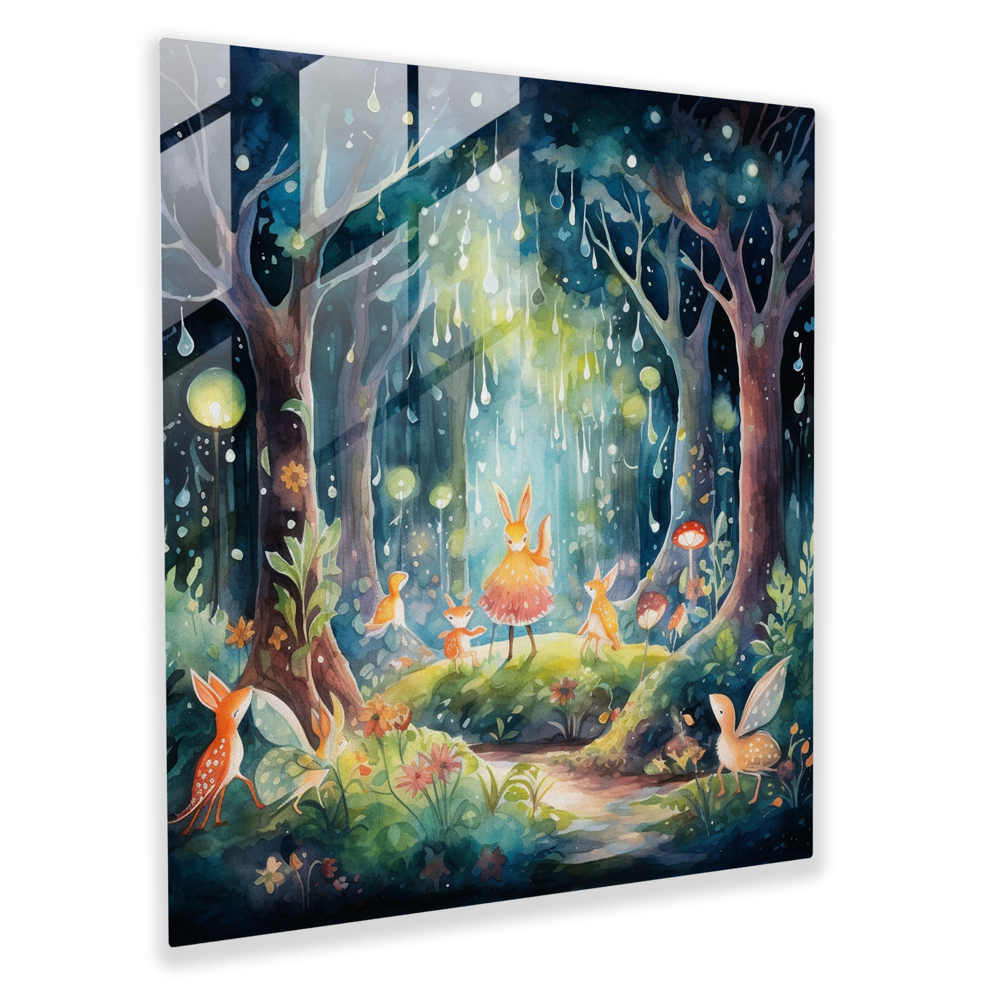 Bohemian Fairytale Glass Print - Bohemian, Whimsical Watercolor Illustration, Bohemian, Magical Forest