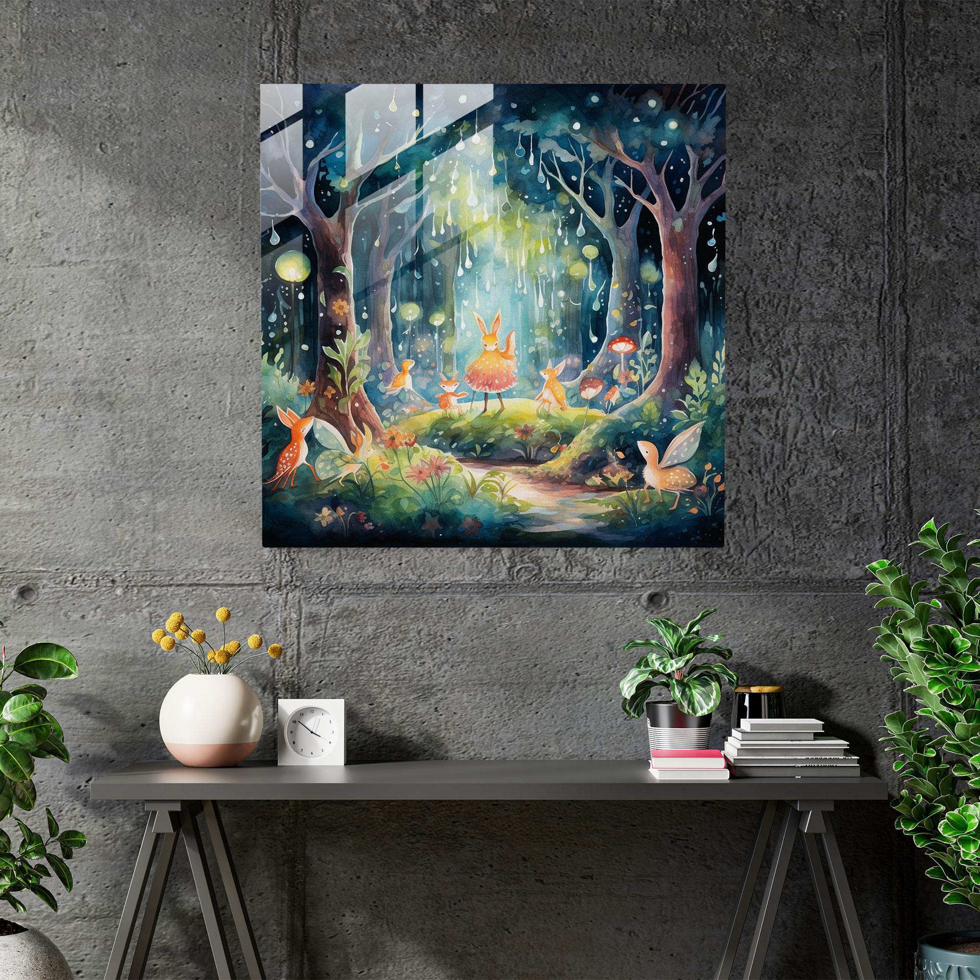 Bohemian Fairytale Glass Print - Bohemian, Whimsical Watercolor Illustration, Bohemian, Magical Forest