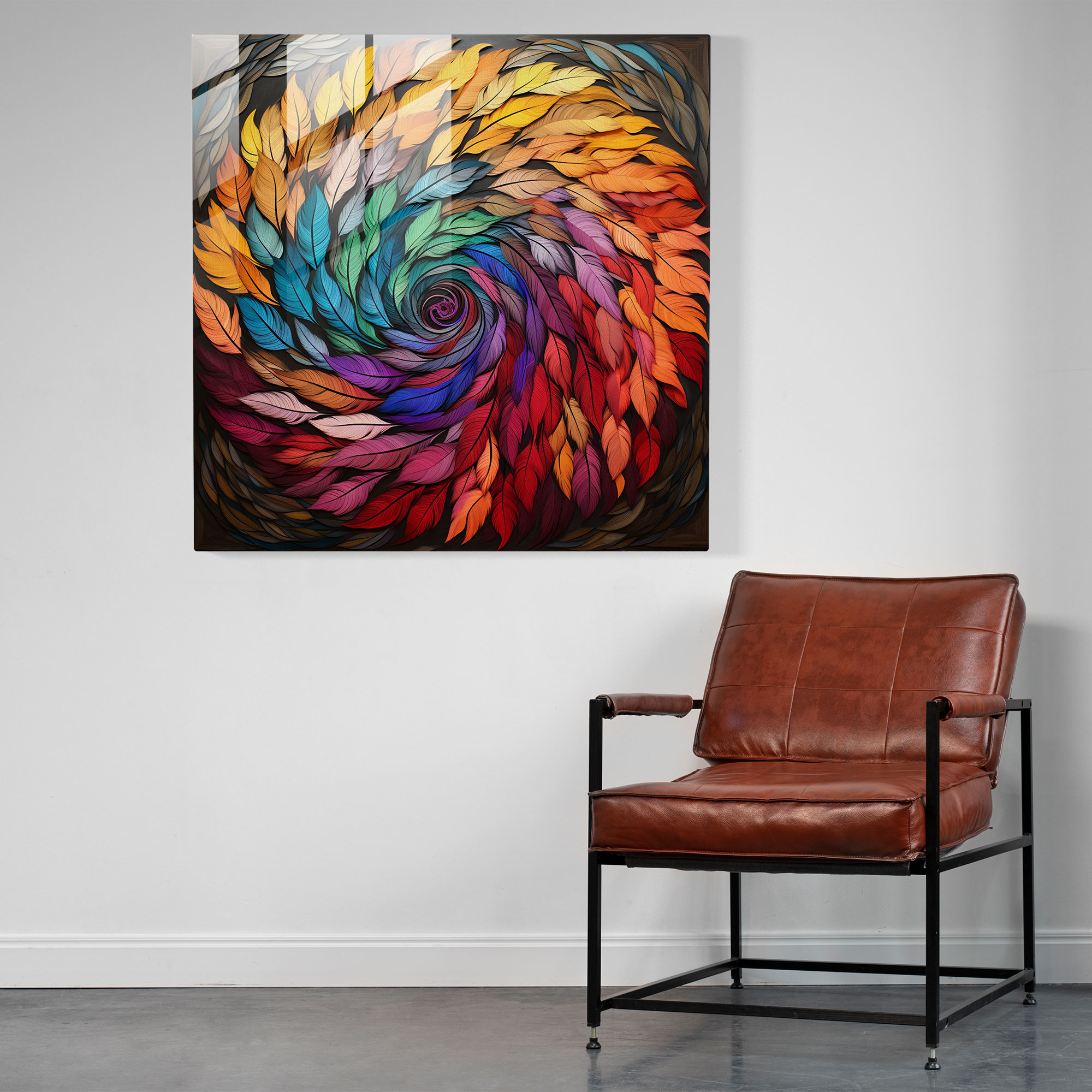 Bohemian Feathers Glass Print - Bohemian, Feathers, Abstract, Modern Art