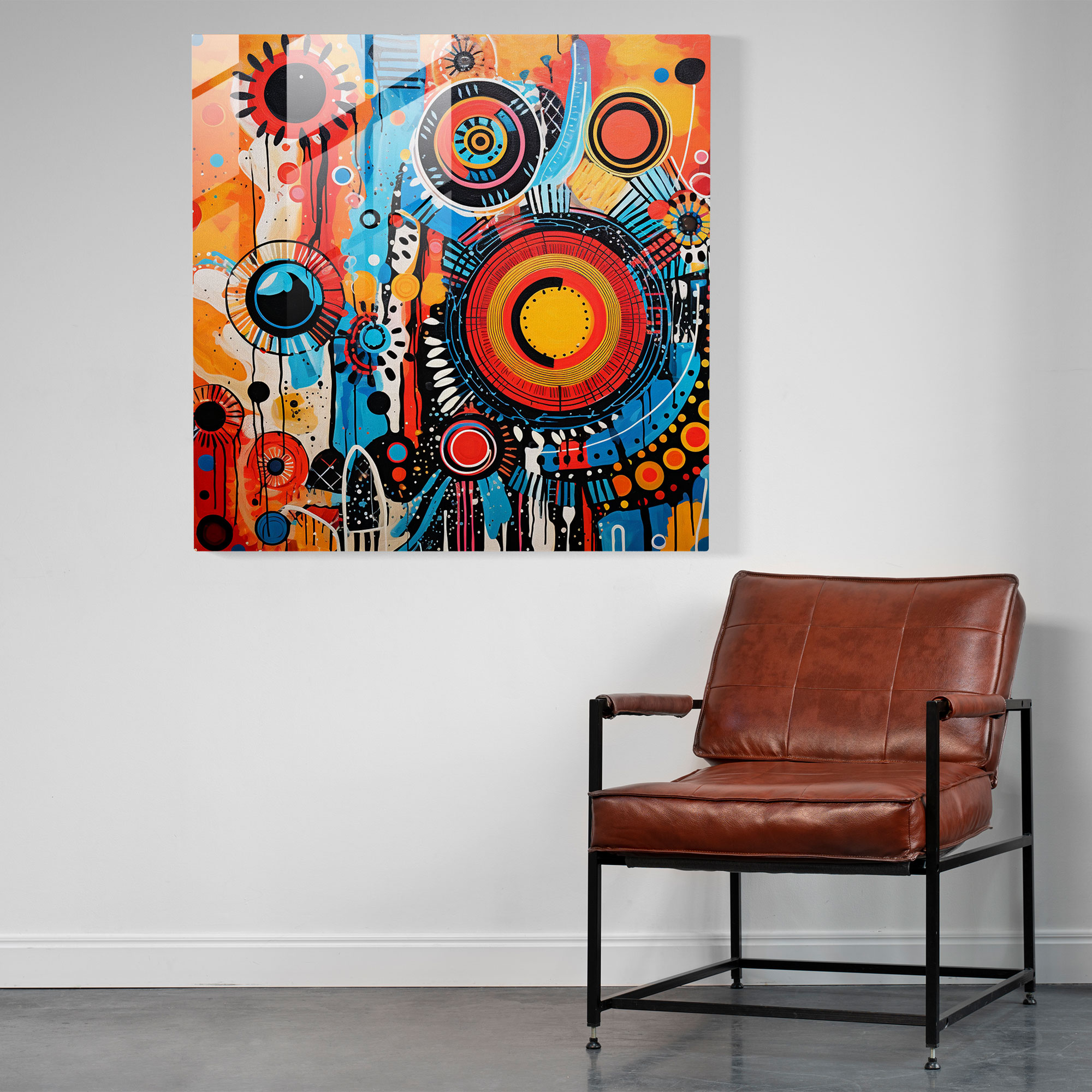 Bohemian Burst Glass Print - Bohemian, Bohemian, Modern Art, Acrylic Painting