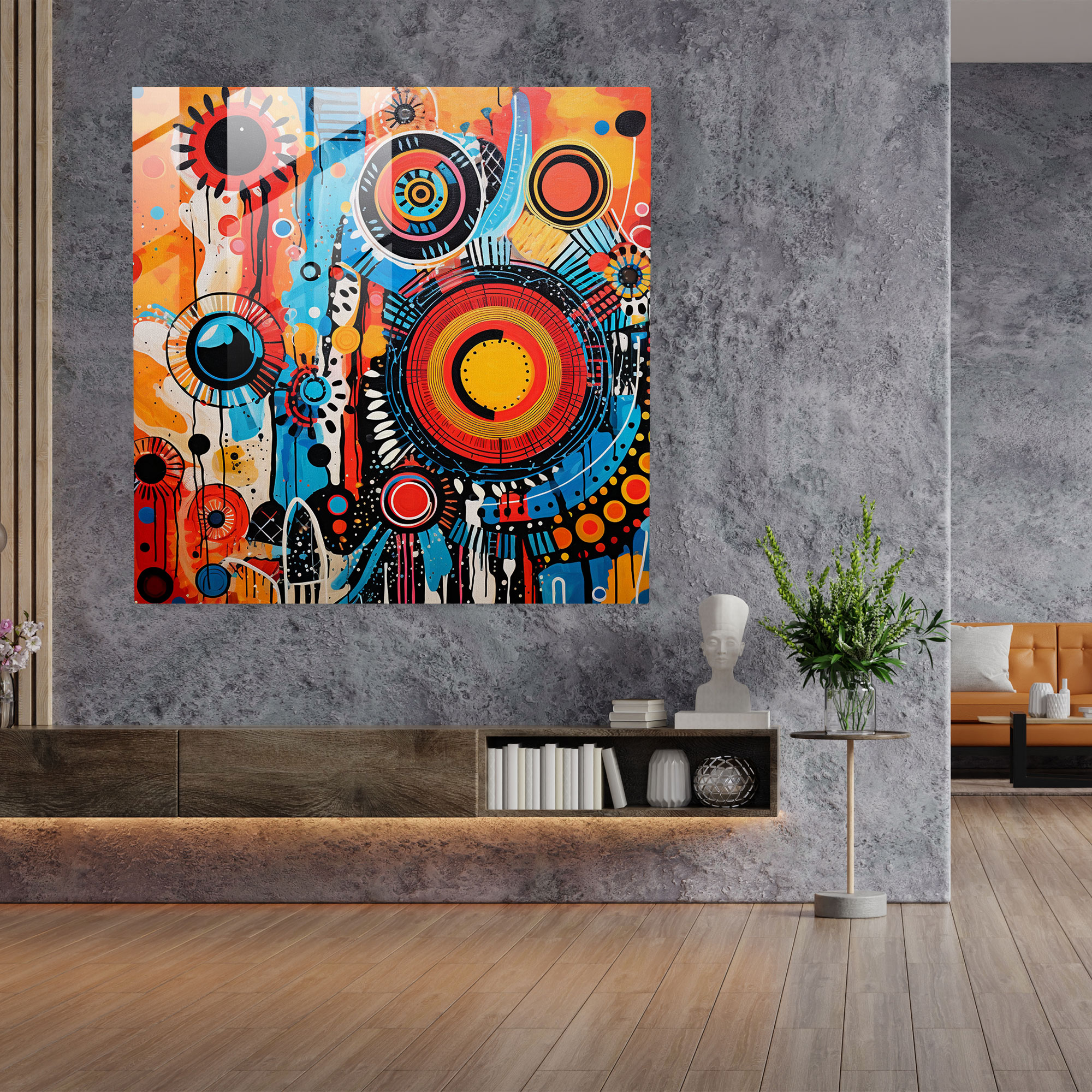 Bohemian Burst Glass Print - Bohemian, Bohemian, Modern Art, Acrylic Painting