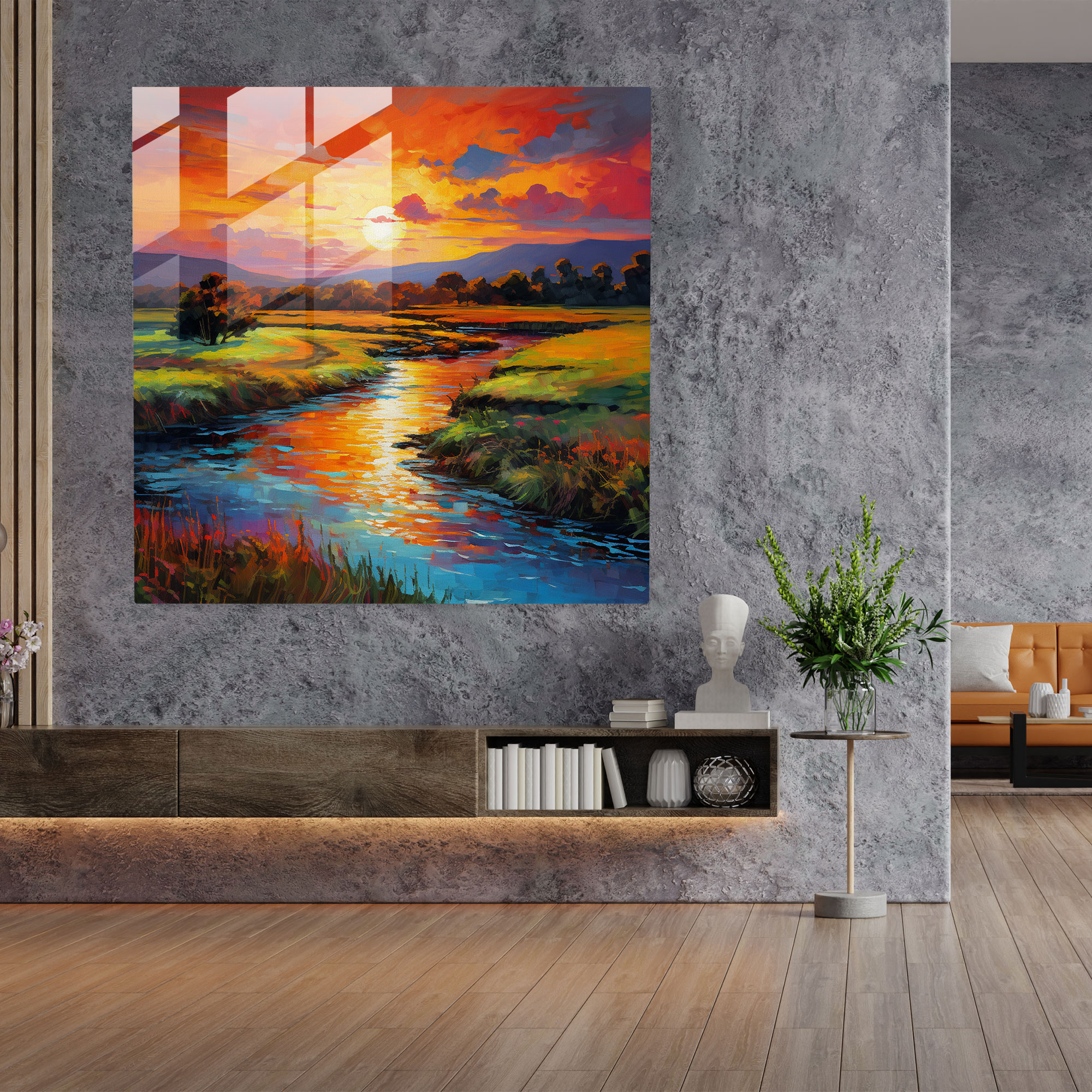 Bohemian Serenity Glass Print - Bohemian, Home Decoration, Glass Wall Art, Impressionist Painting