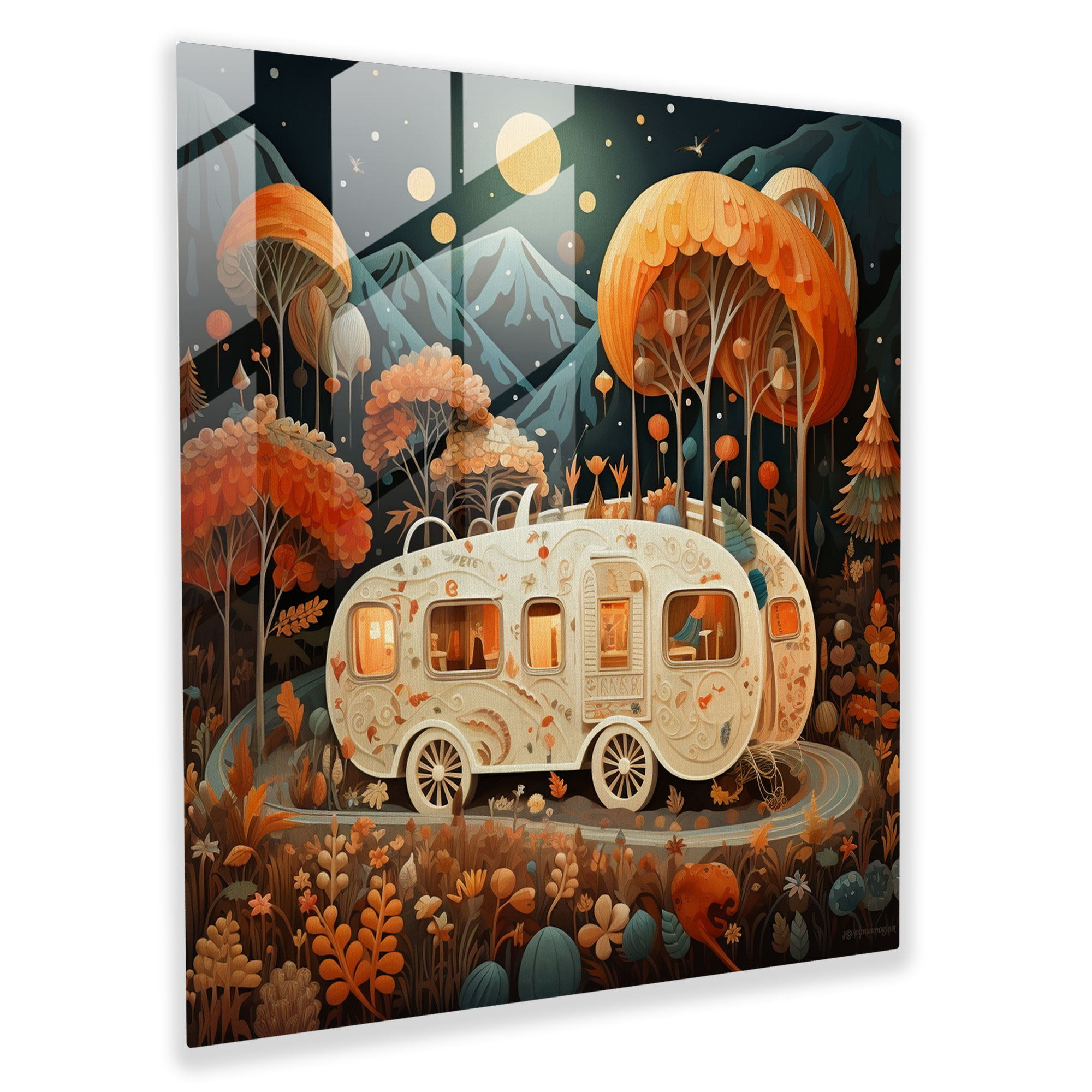 Bohemian Caravan Glass Print - Bohemian, Modern Art, Glass Art, Bohemian