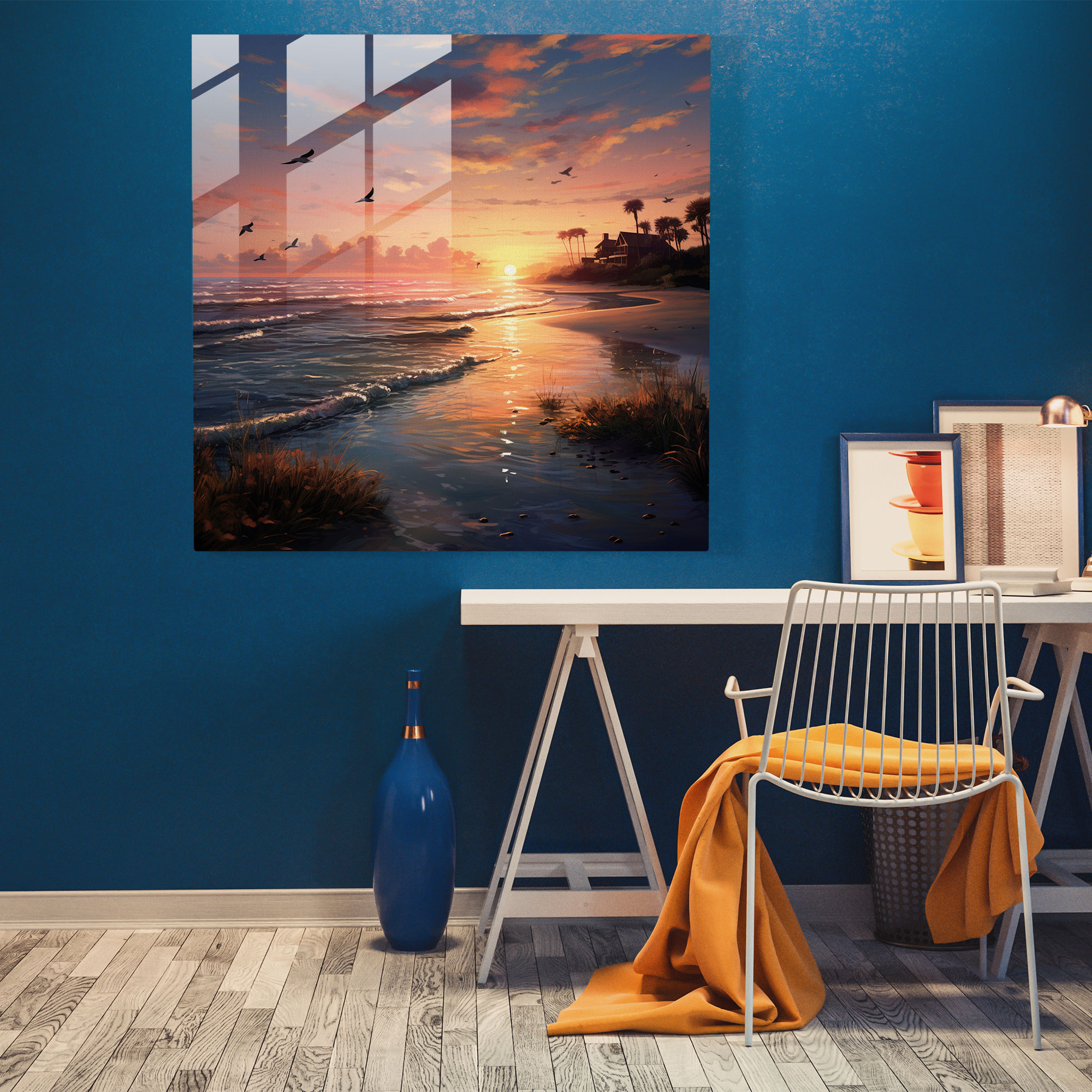 Bohemian Beach Glass Print - Bohemian, Glass Wall Art, Wall Decoration, Home Decoration