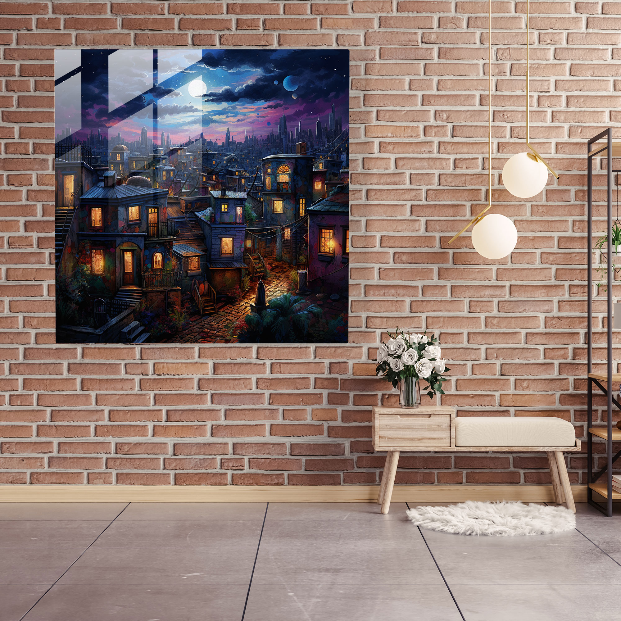 Bohemian Cityscape Glass Print - Bohemian, Glass Print, Glass Art, Wall Decoration