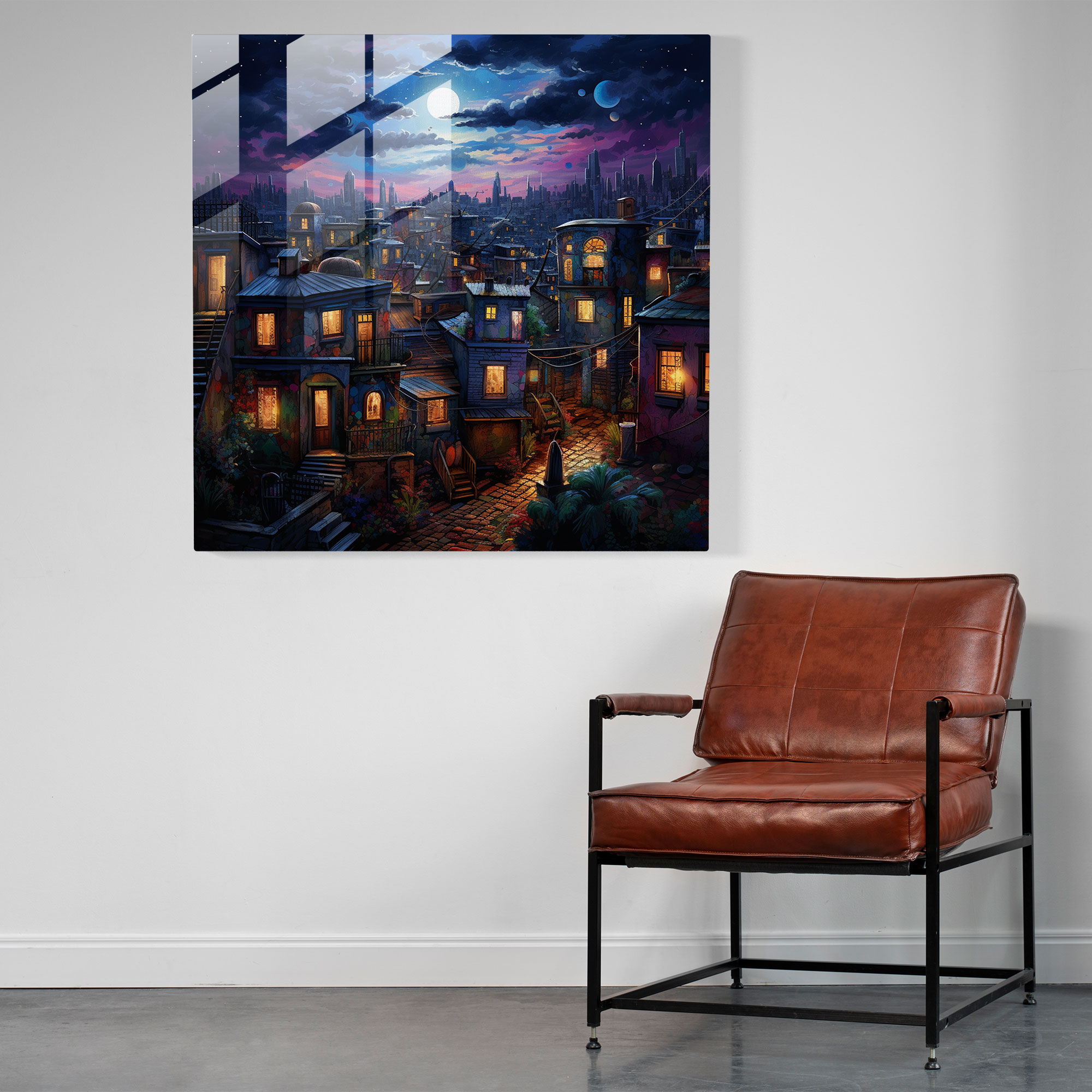 Bohemian Cityscape Glass Print - Bohemian, Glass Print, Glass Art, Wall Decoration