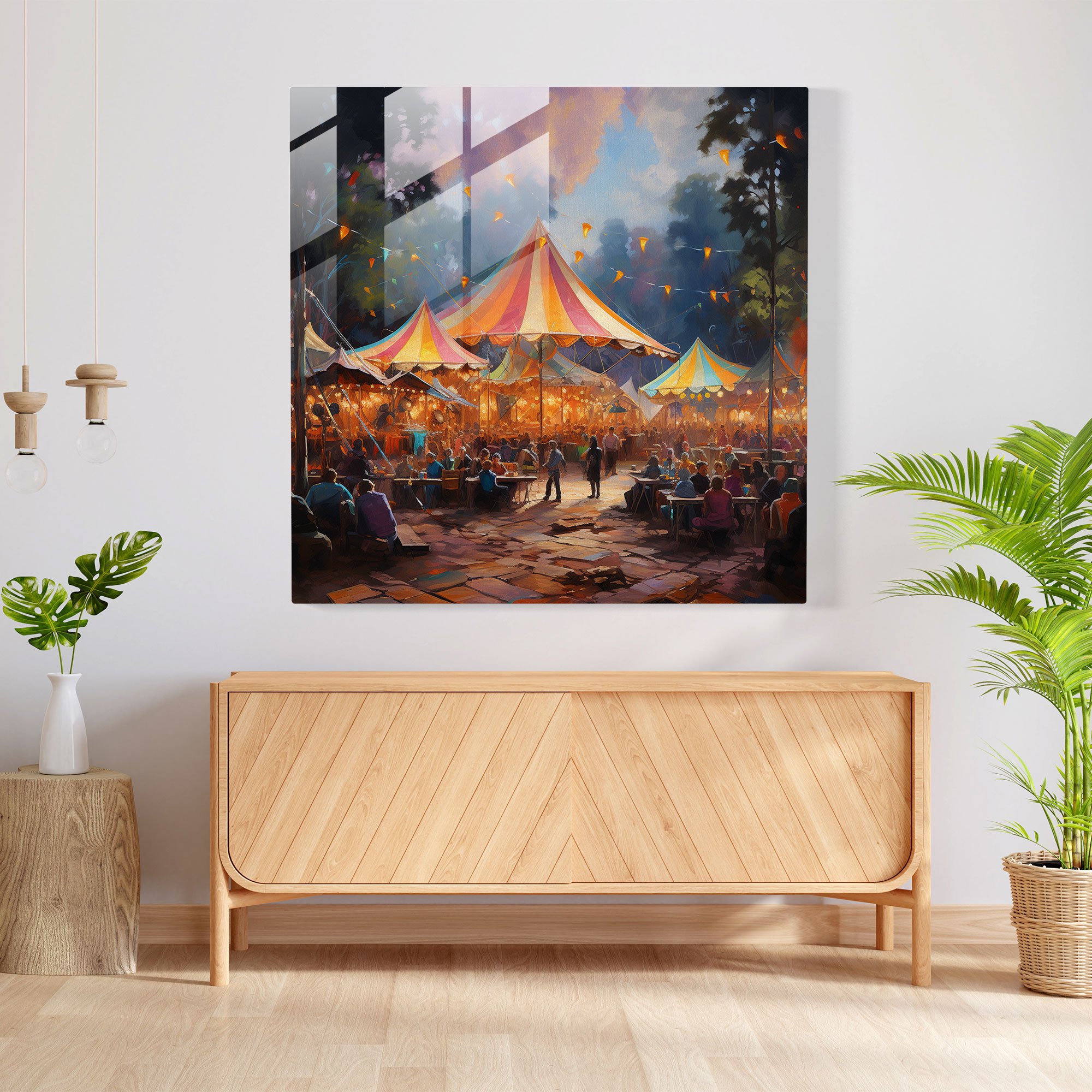 Bohemian Rhapsody Glass Print - Bohemian, Bohemian Music Festival, Wall Decoration, Oil Painting