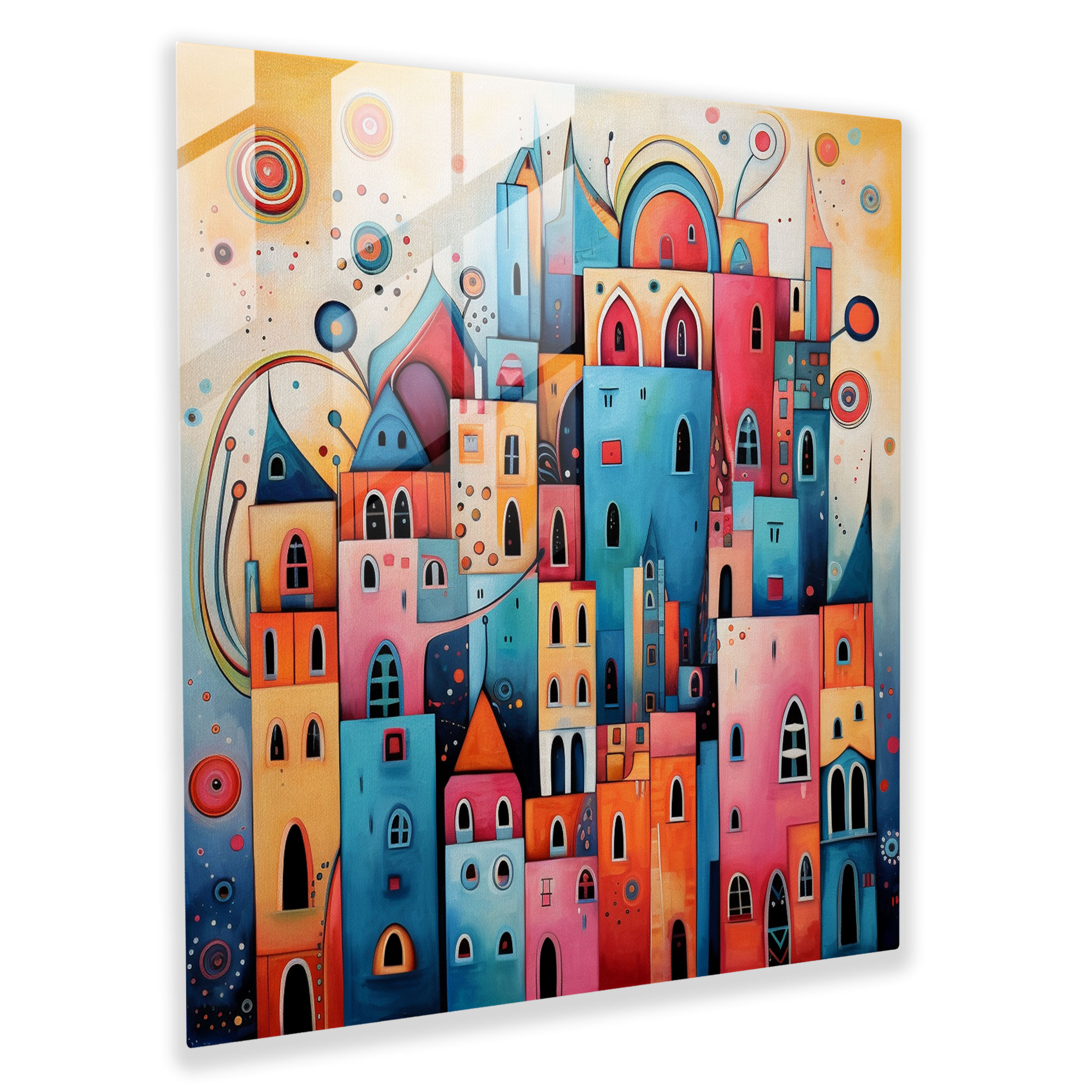 Bohemian City Glass Print - Bohemian, Glass Art, Bohemian City, Whimsical Architecture