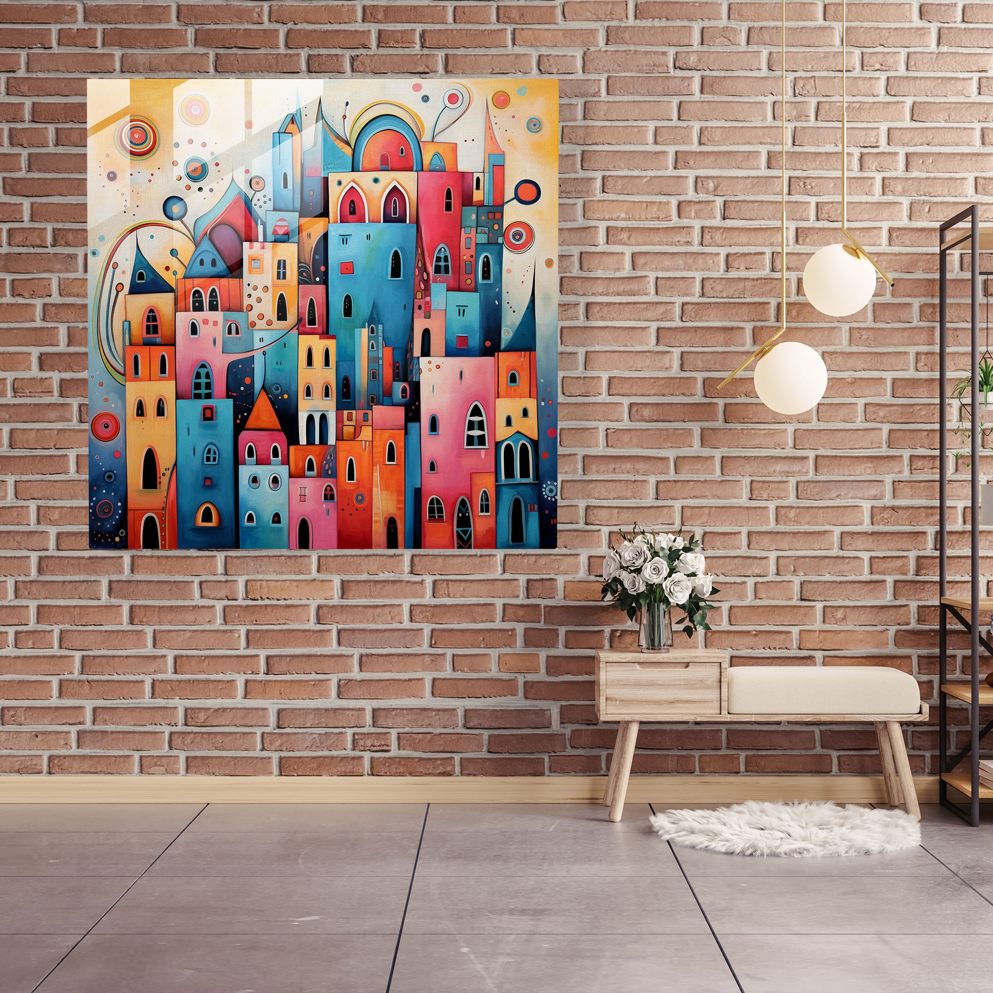 Bohemian City Glass Print - Bohemian, Glass Art, Bohemian City, Whimsical Architecture