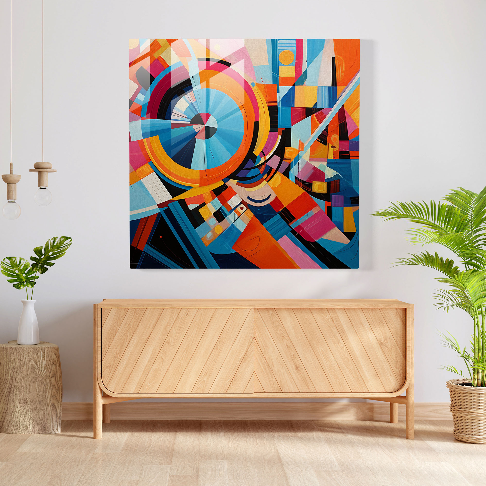 Bohemian Geometrics Glass Print - Bohemian, Modern Art, Vibrant Colors, Glass Art