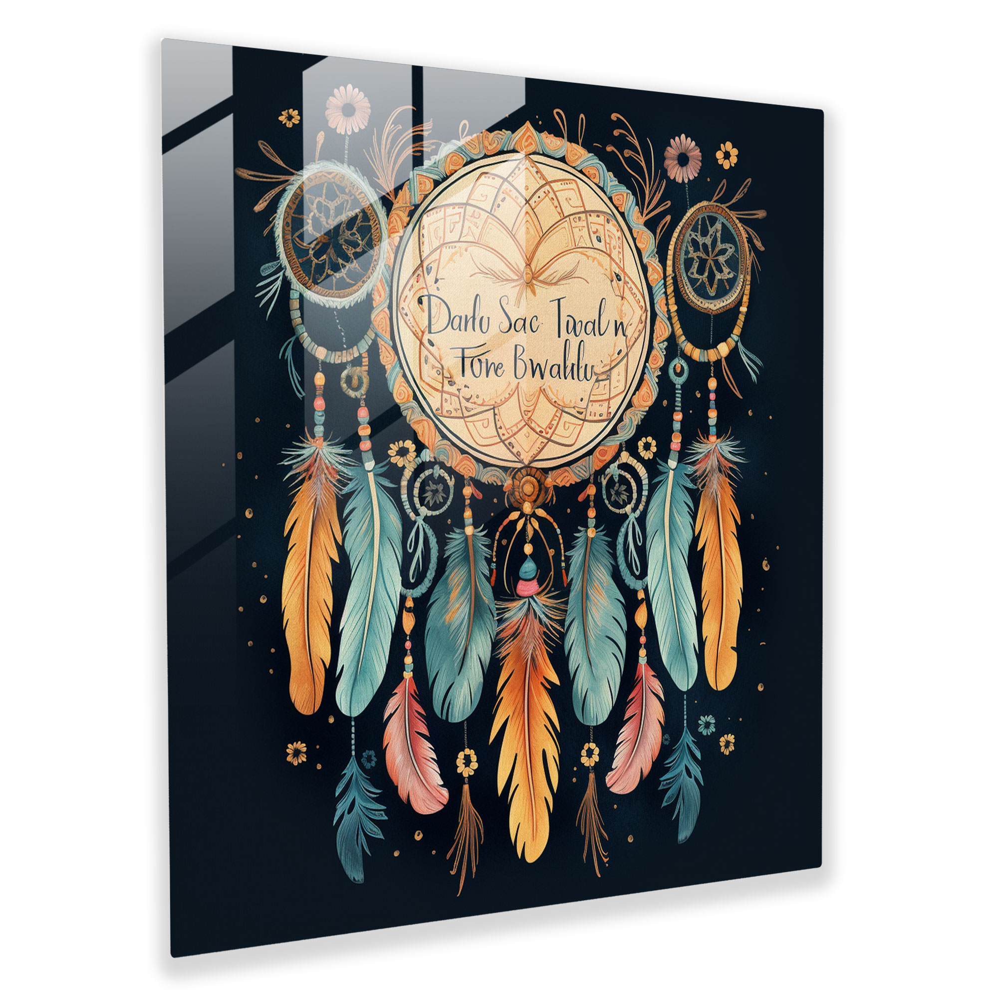 Bohemian Dreams Glass Print - Bohemian, Home Decoration, Intricate Patterns, Inspirational Quote