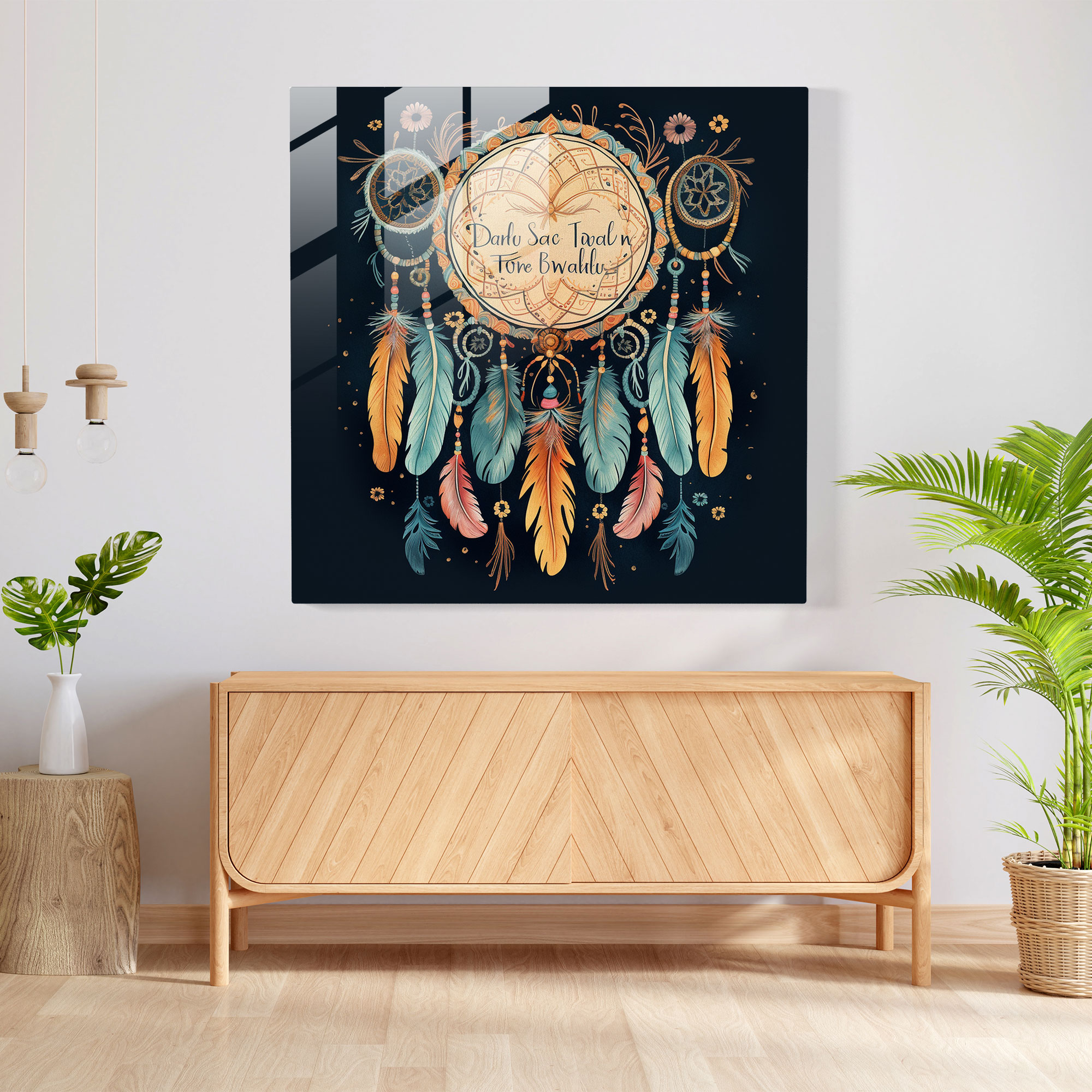 Bohemian Dreams Glass Print - Bohemian, Home Decoration, Intricate Patterns, Inspirational Quote