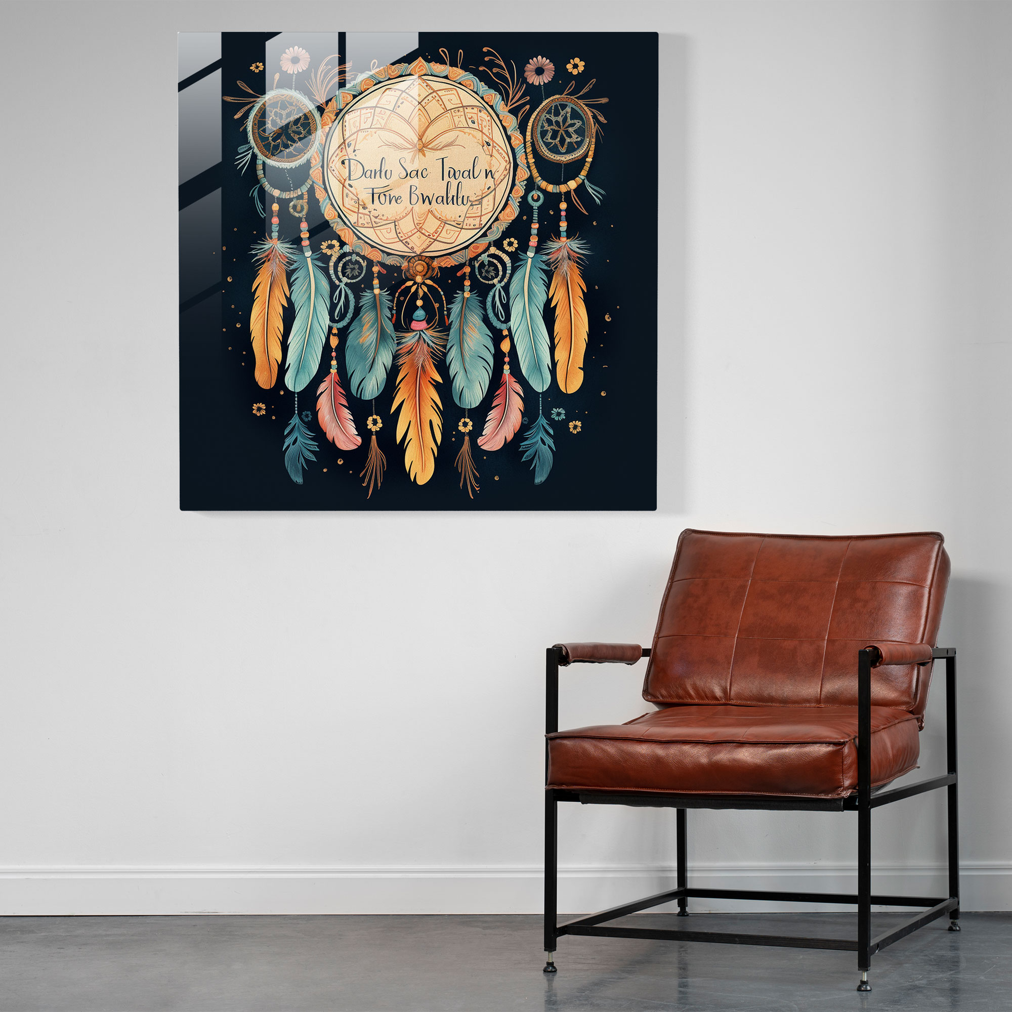 Bohemian Dreams Glass Print - Bohemian, Home Decoration, Intricate Patterns, Inspirational Quote