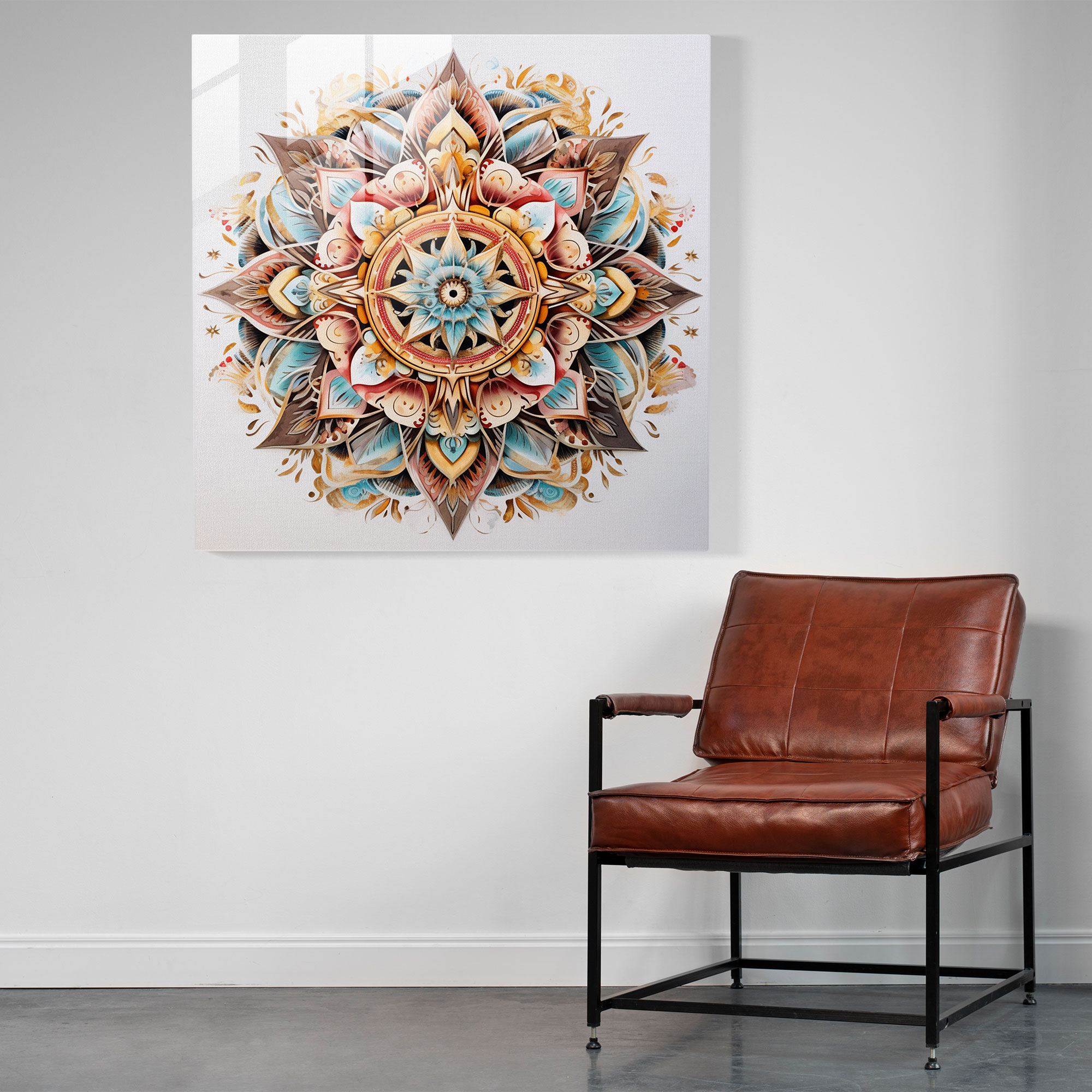 Bohemian Mandala Glass Print - Bohemian, Home Decoration, Mandala Design, Modern Art