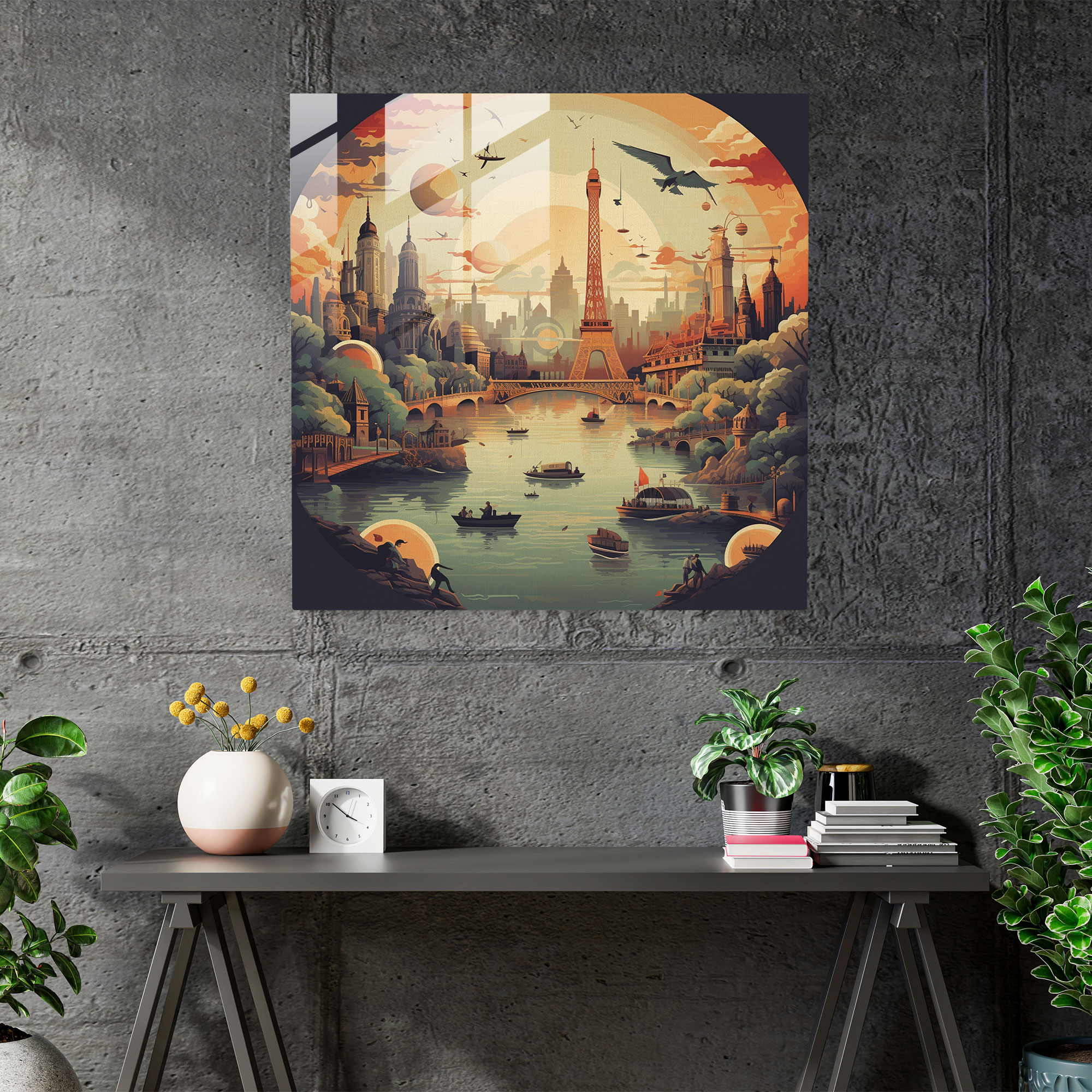 Bohemian Vintage Travel Glass Print - Bohemian, Glass Wall Art, Modern Art, Glass Print