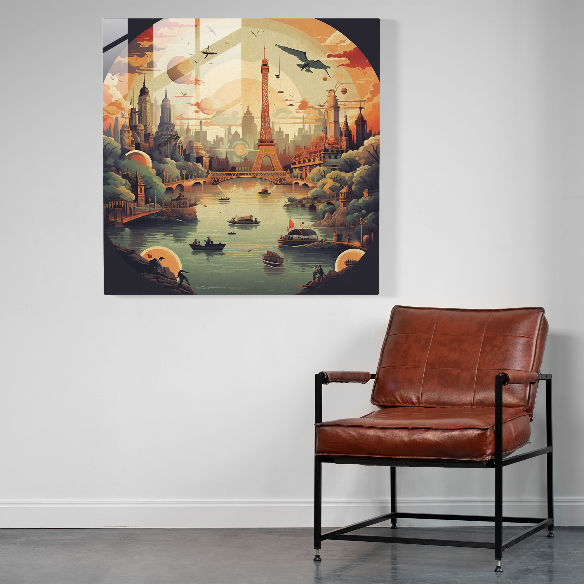 Bohemian Vintage Travel Glass Print - Bohemian, Glass Wall Art, Modern Art, Glass Print