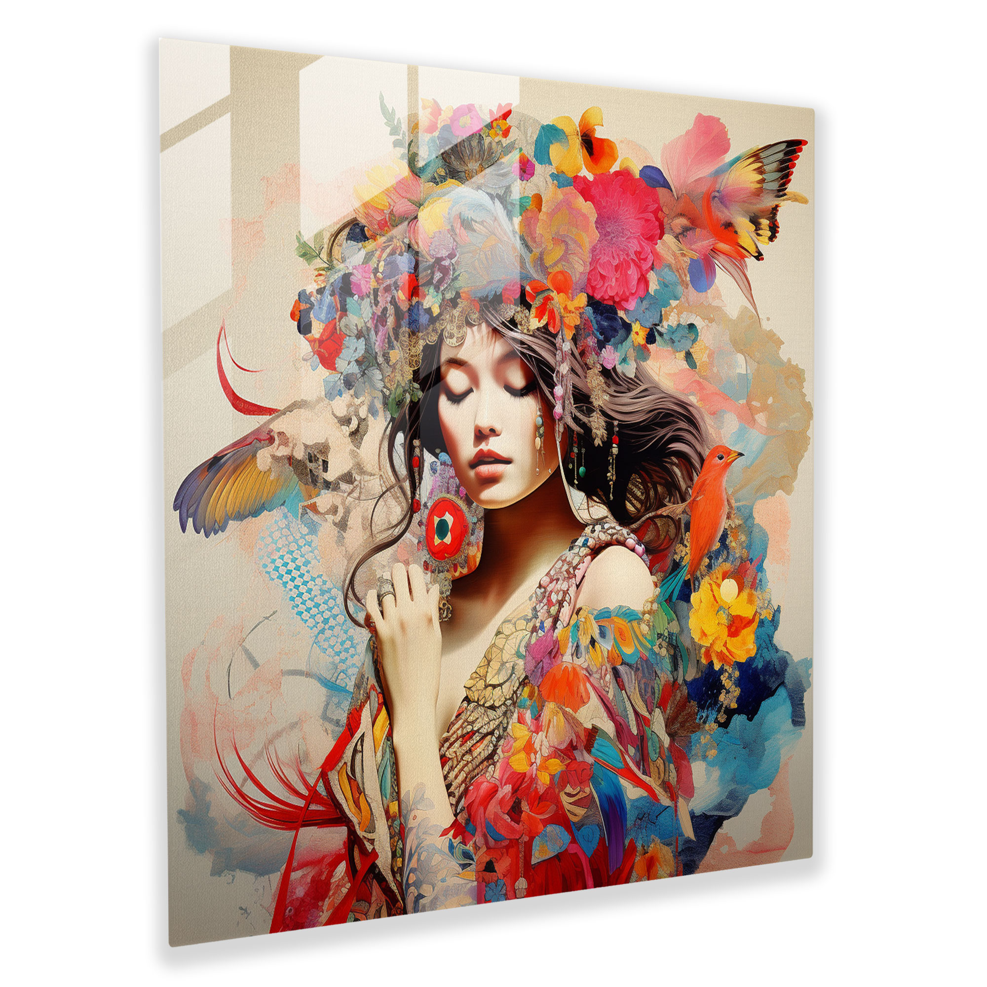 Bohemian Cultural Collage Glass Print - Bohemian, Diversity, Wall Decoration, Colorful Collage