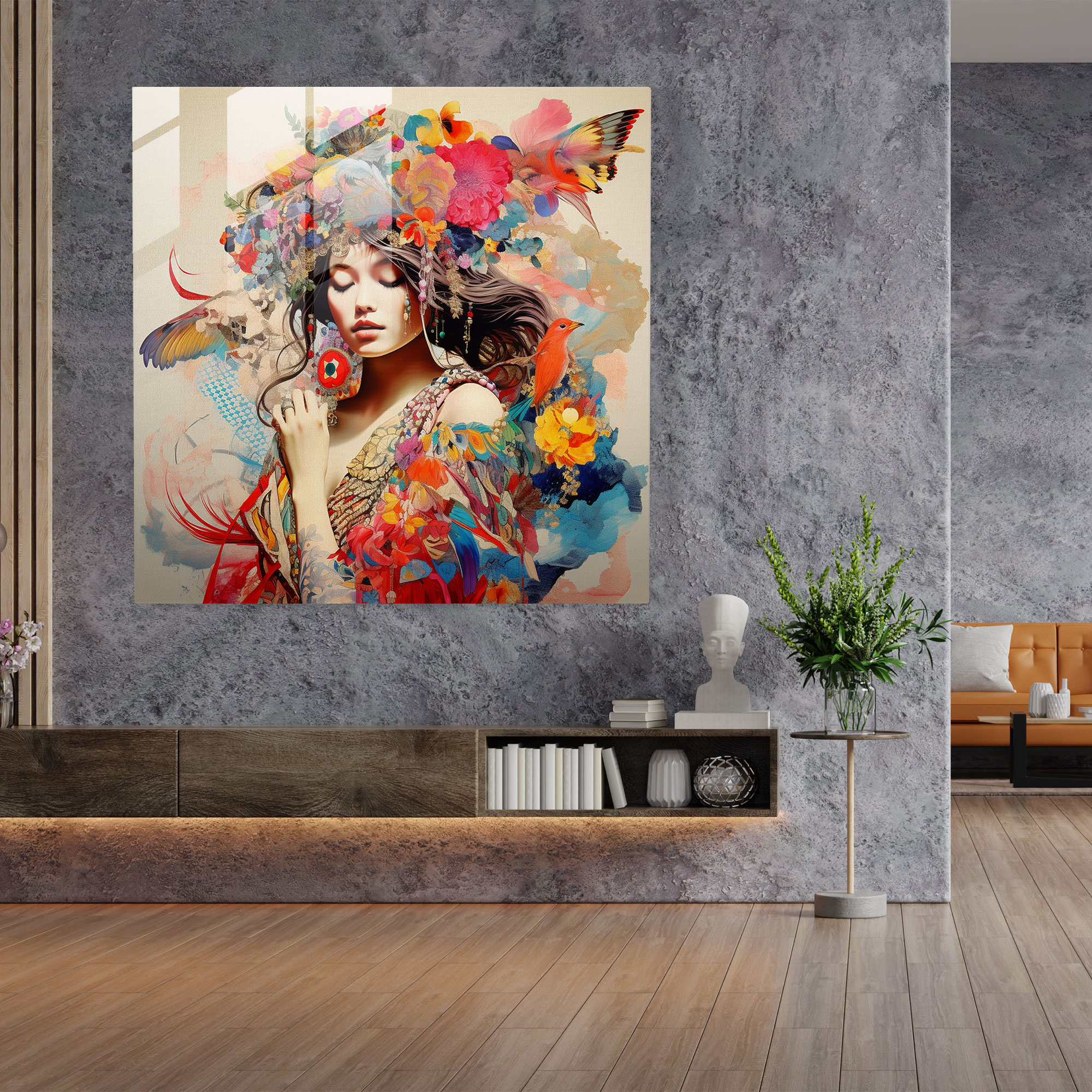 Bohemian Cultural Collage Glass Print - Bohemian, Diversity, Wall Decoration, Colorful Collage