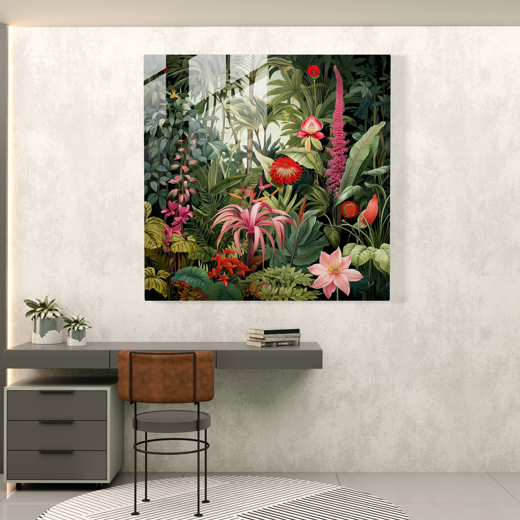 Bohemian Botanical Garden Glass Print - Bohemian, Bohemian, Glass Art, Wall Decoration