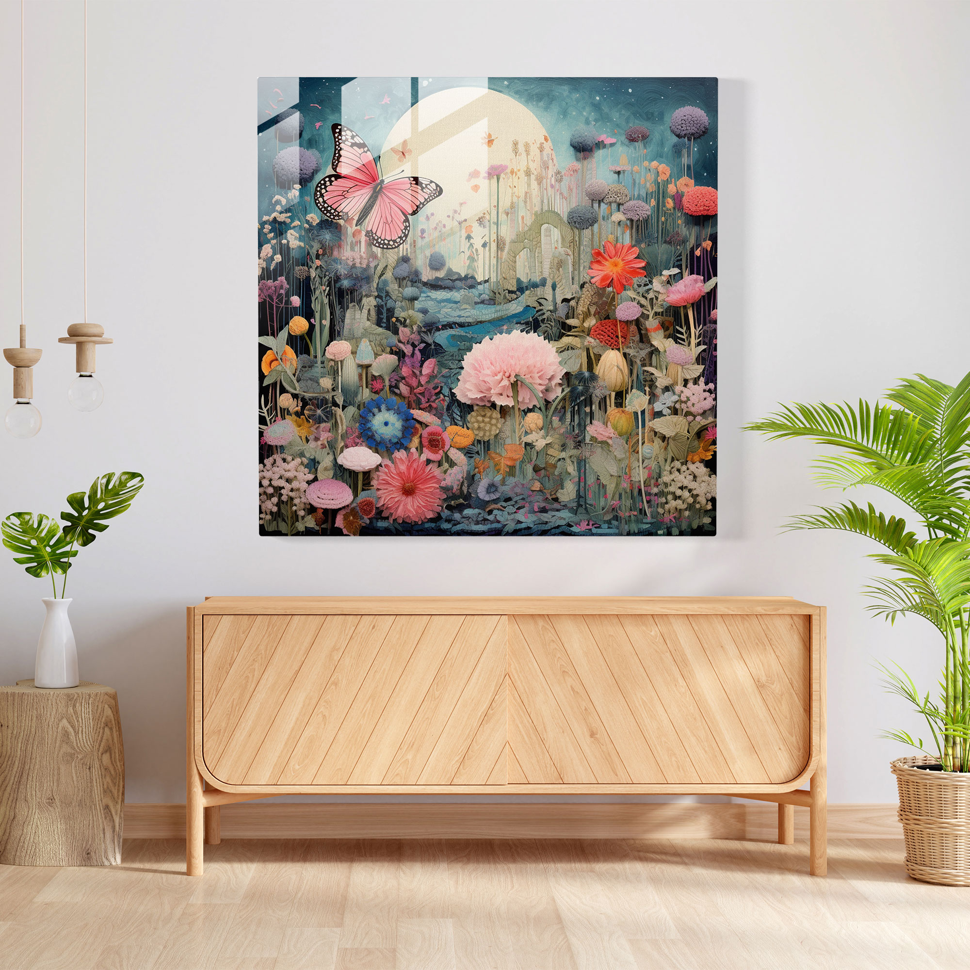 Bohemian Garden Glass Print - Bohemian, Magical Garden, Modern Art, Colorful Flowers